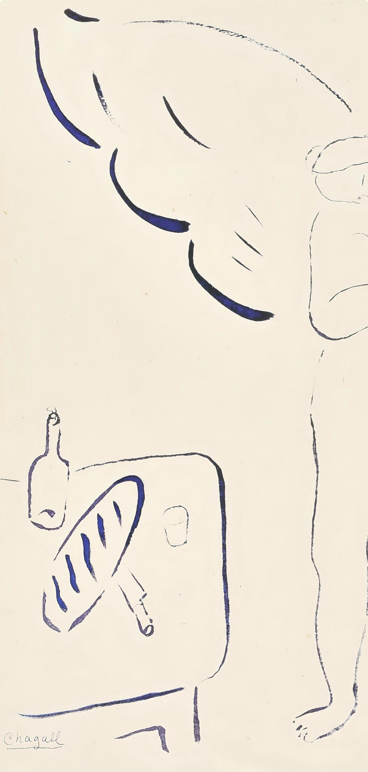 Chagall, Composition, Le Dur Désir de Durer (after) - Expressionist Print by Marc Chagall