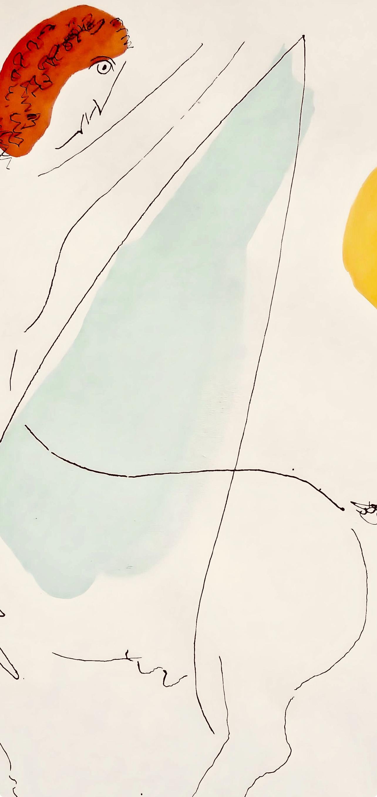 Chagall, Composition, Le Dur Désir de Durer (after) - Beige Figurative Print by Marc Chagall