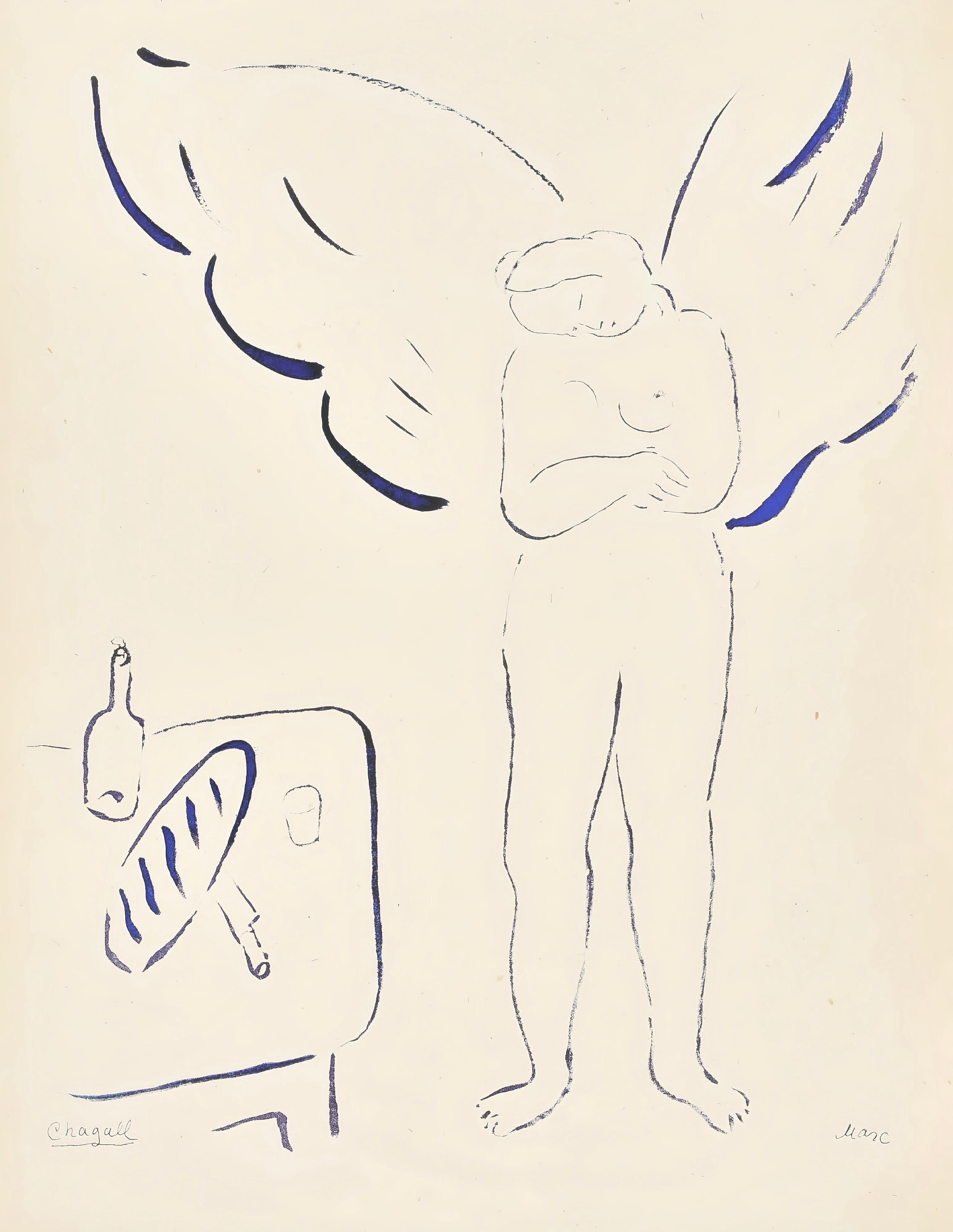 Marc Chagall Figurative Print - Chagall, Composition, Le Dur Désir de Durer (after)