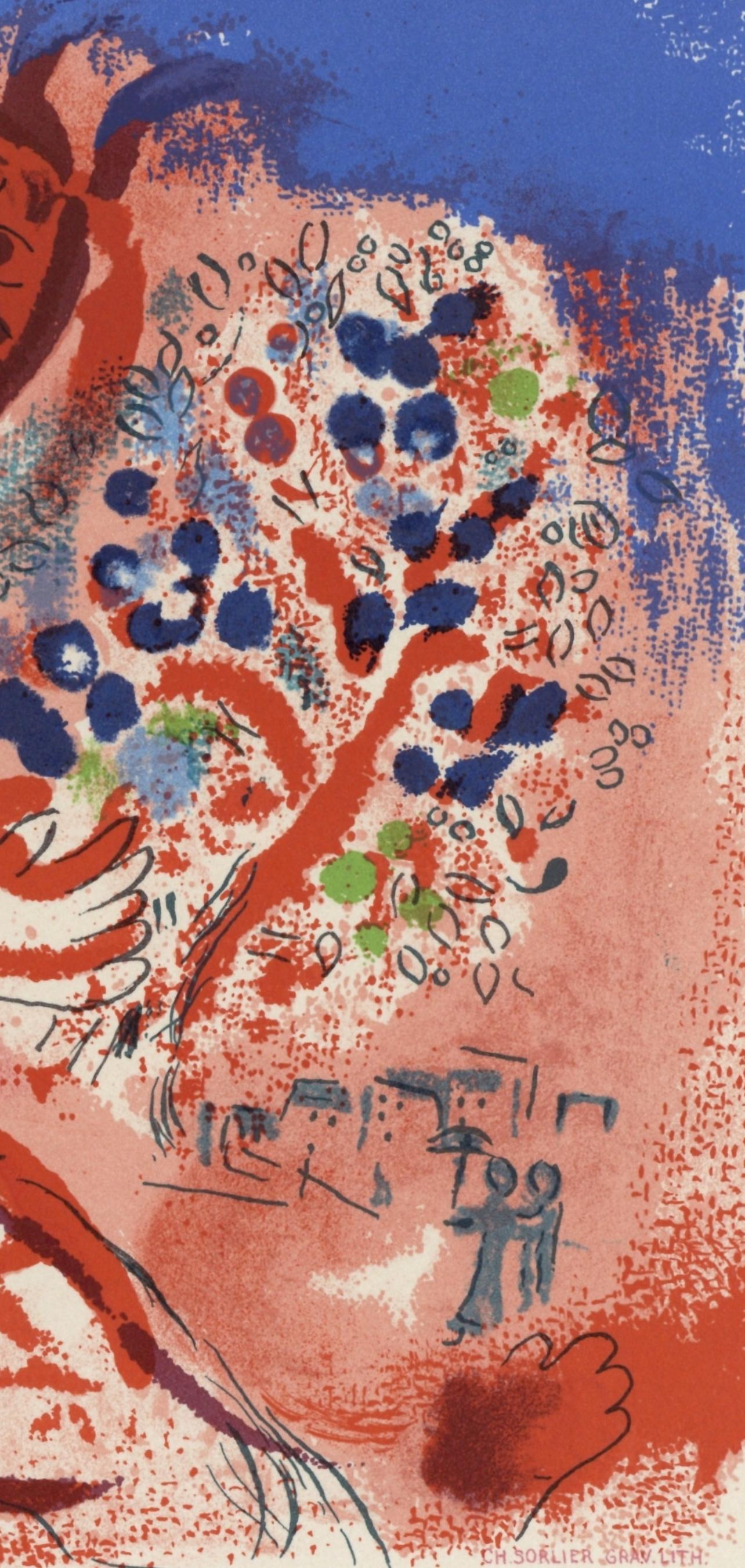 Chagall, Composition, Lettre à mon peintre Raoul Dufy (after) - Pink Figurative Print by Marc Chagall