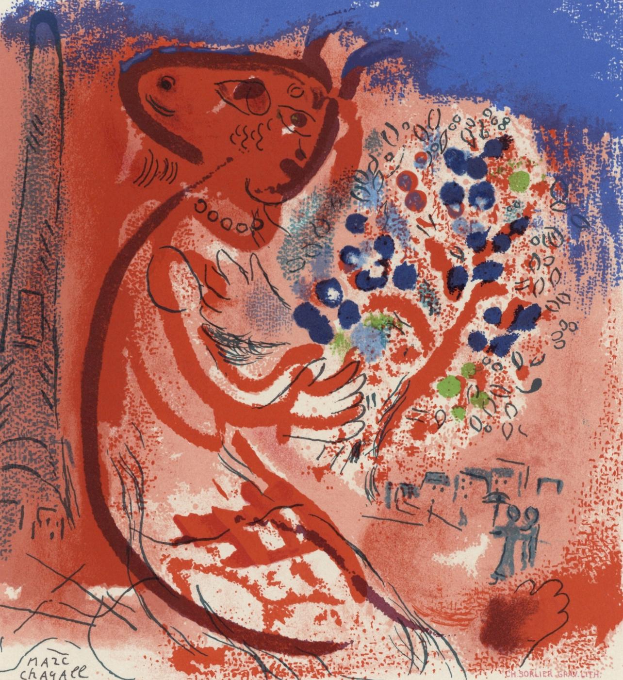 Still-Life Print Marc Chagall - Chagall, Composition, Lettre à mon peintre Raoul Dufy (d'après)