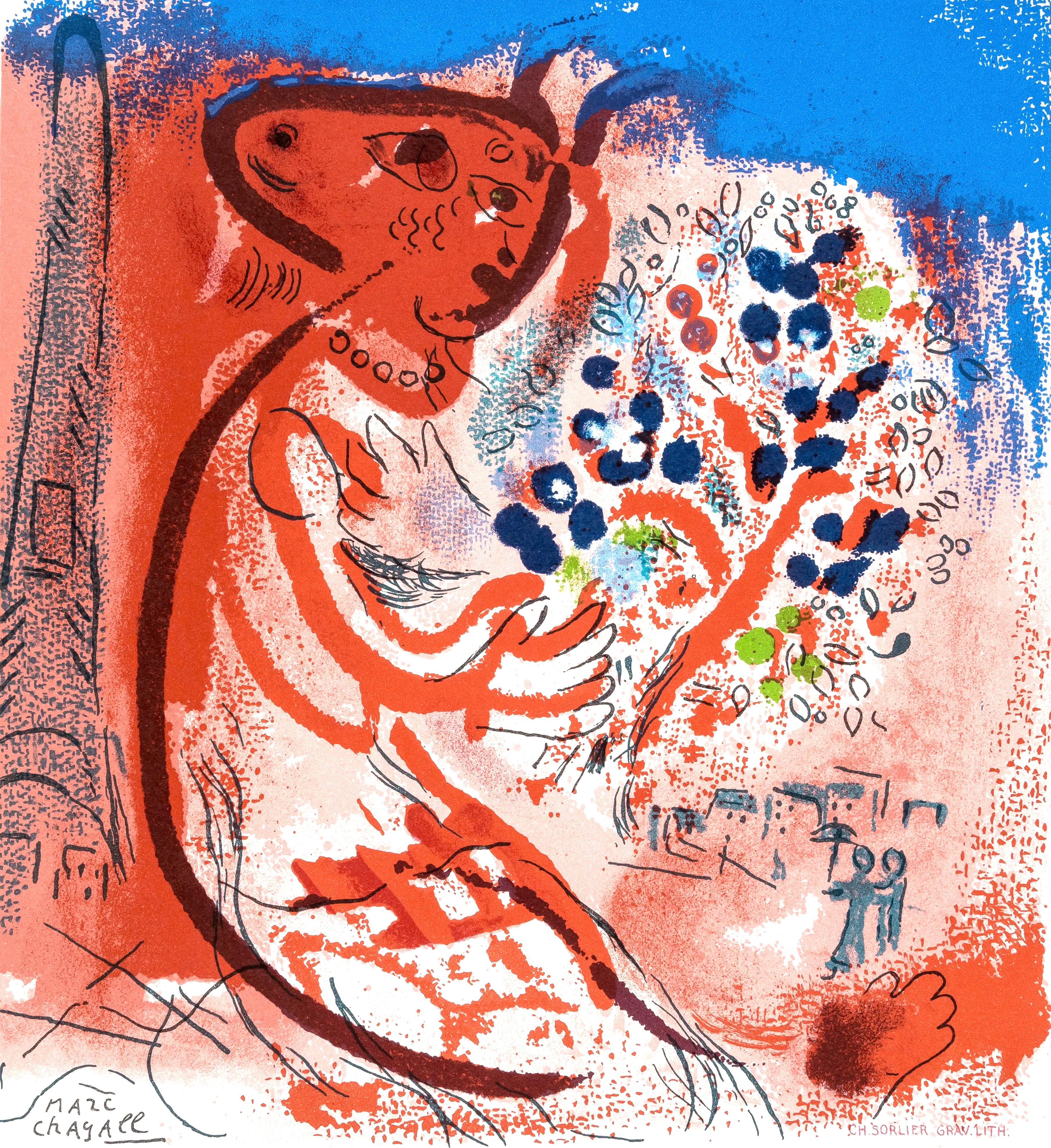 Figurative Print de Marc Chagall - Chagall, Composición, Carta a mi pintor Raoul Dufy (after)