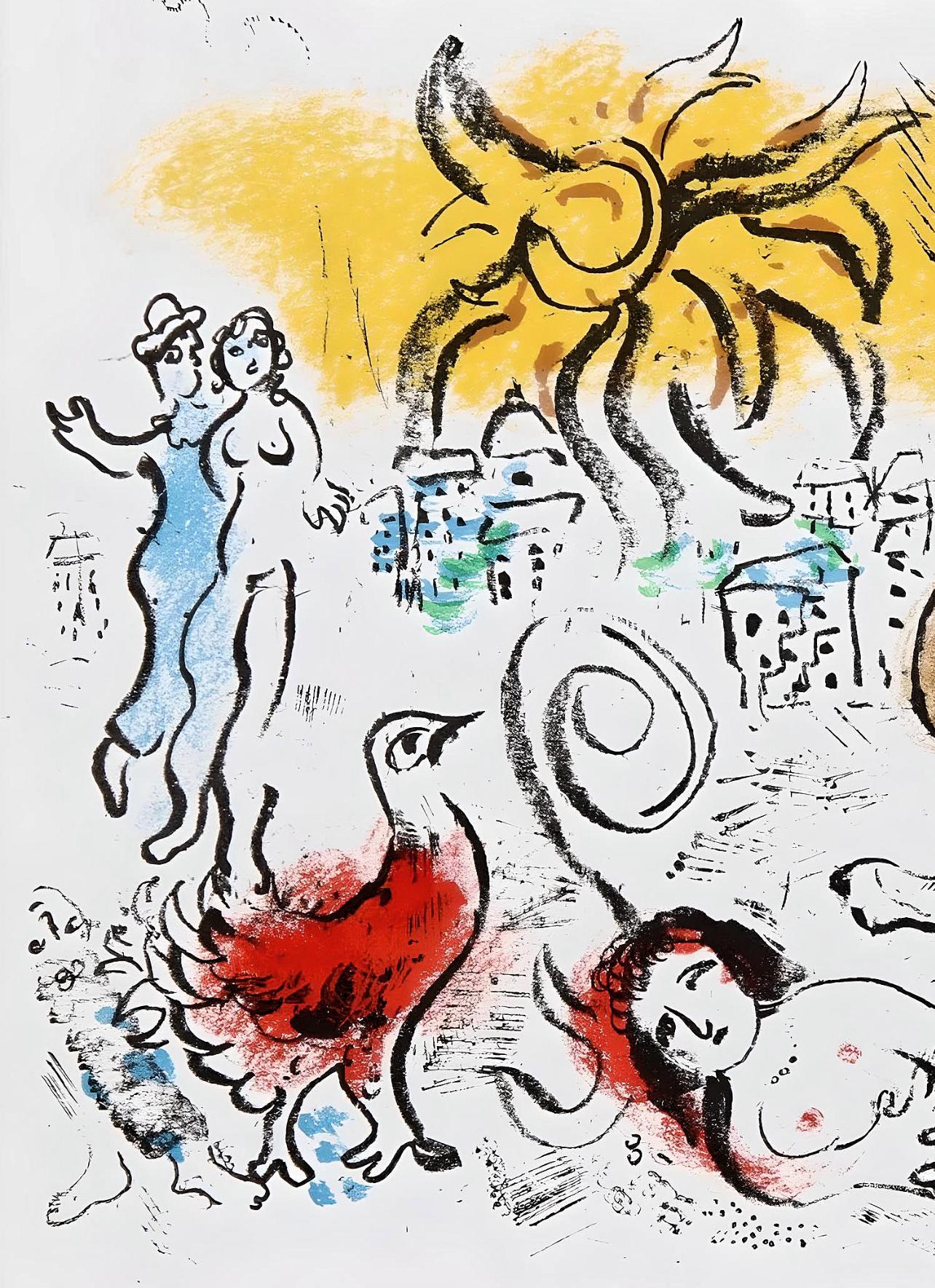 Original Edition Lithograph on wove paper. Inscription: unsigned and unnumbered, as issued. Excellent Condition with centerfold, aa issued; never framed or matted. Notes: Extracted from review XXe Siècle', Chagall Monumental. 1973. Published by XXe