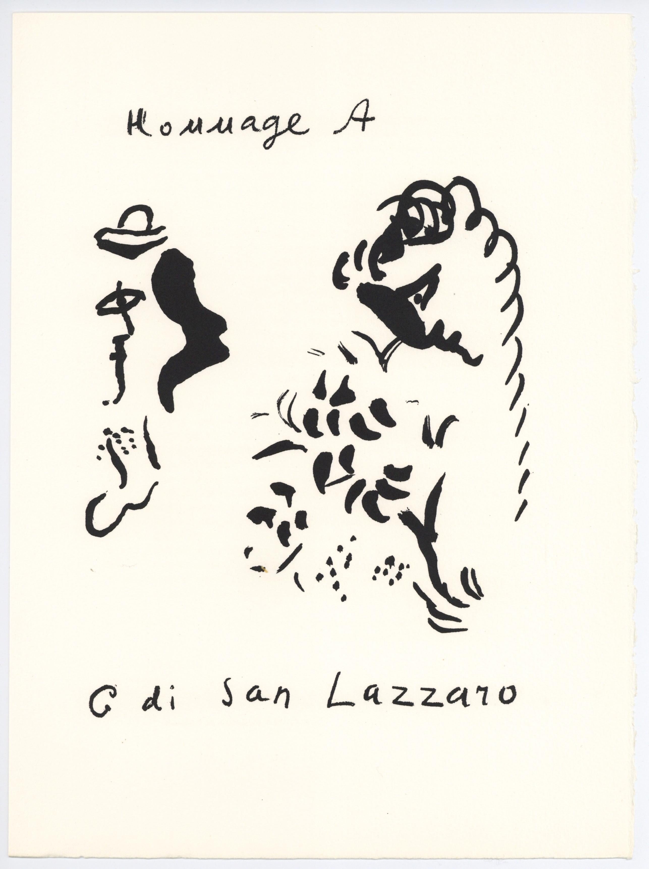 Chagall, Composition, San Lazzaro et ses Amis, XXe Siècle (after) - White Figurative Print by Marc Chagall