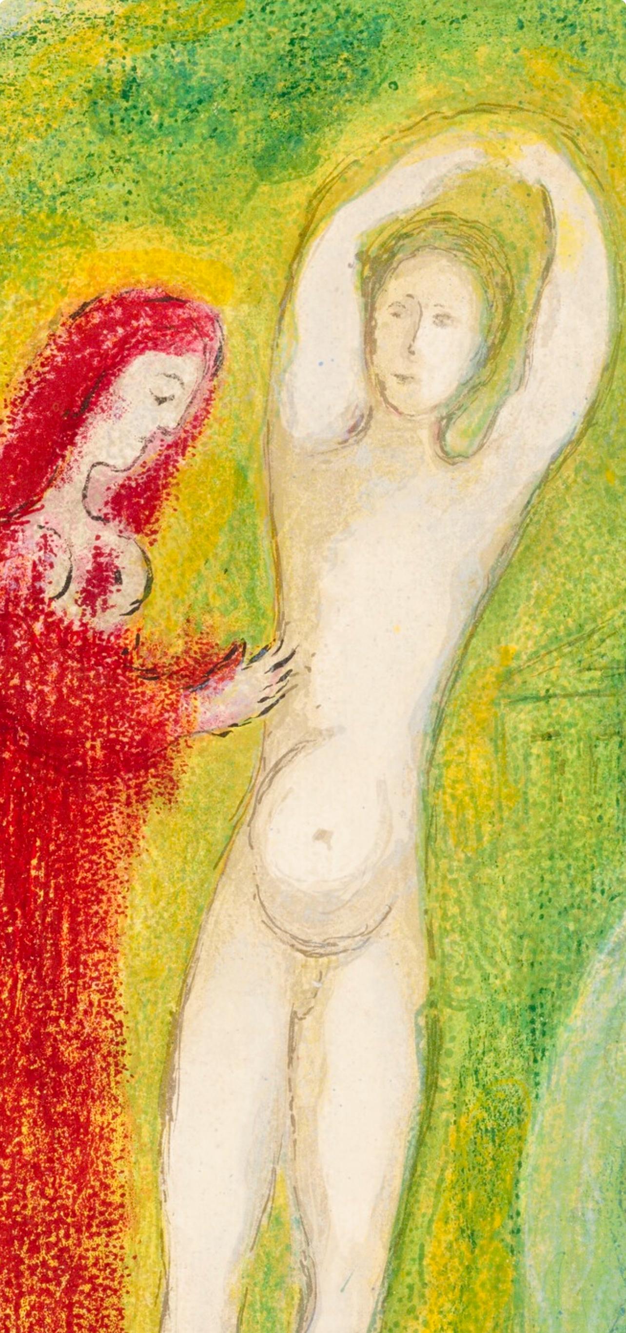 Chagall, Daphnis et Chloé au Bord de la Fontaine, Daphnis et Chloé (after) - Green Figurative Print by Marc Chagall