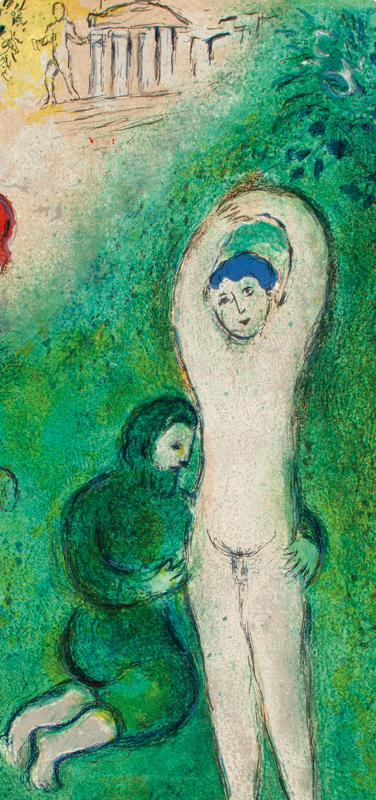 Chagall, Daphnis et Gnathon, Daphnis et Chloé (after) - Print de Marc Chagall