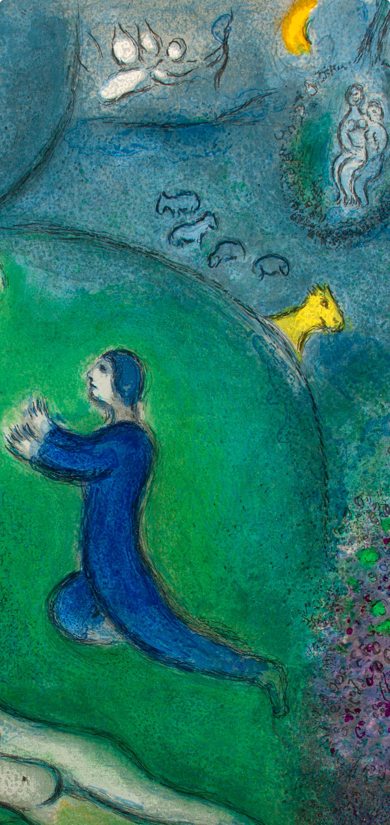Chagall, Daphnis et Lycénion, Daphnis et Chloé (nach) (Blau), Landscape Print, von Marc Chagall