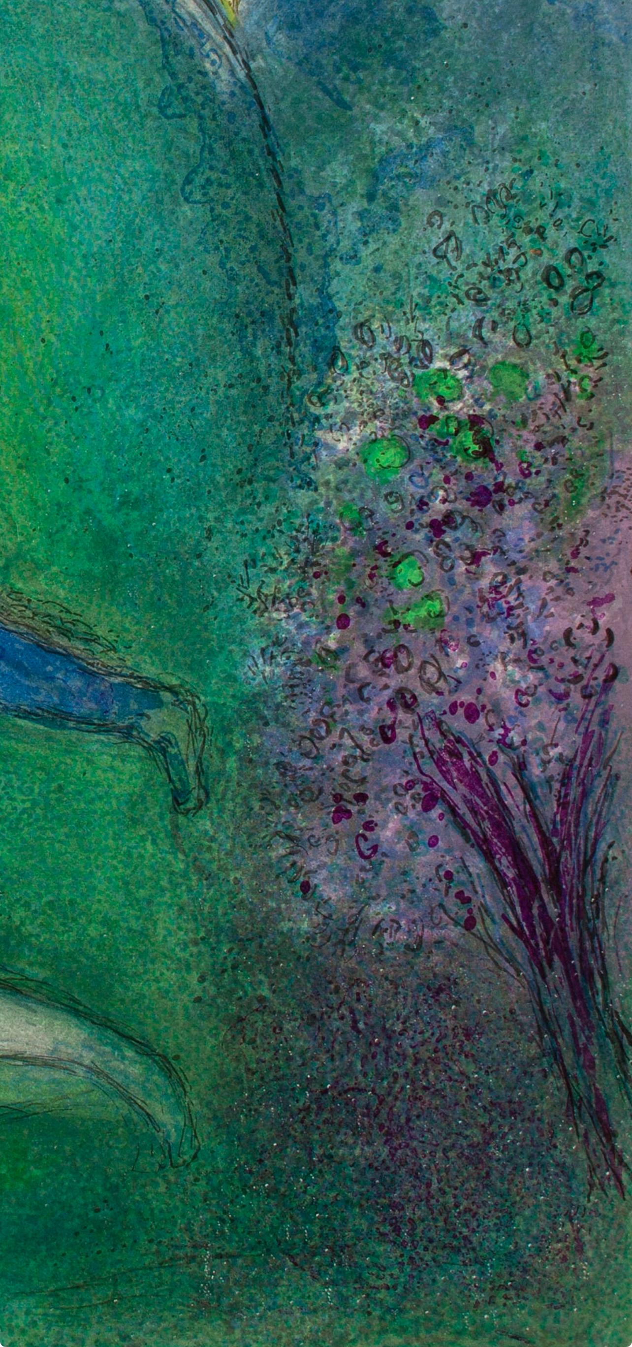 Chagall, Daphnis et Lycénion, Daphnis et Chloé (after) - Bleu Landscape Print par Marc Chagall