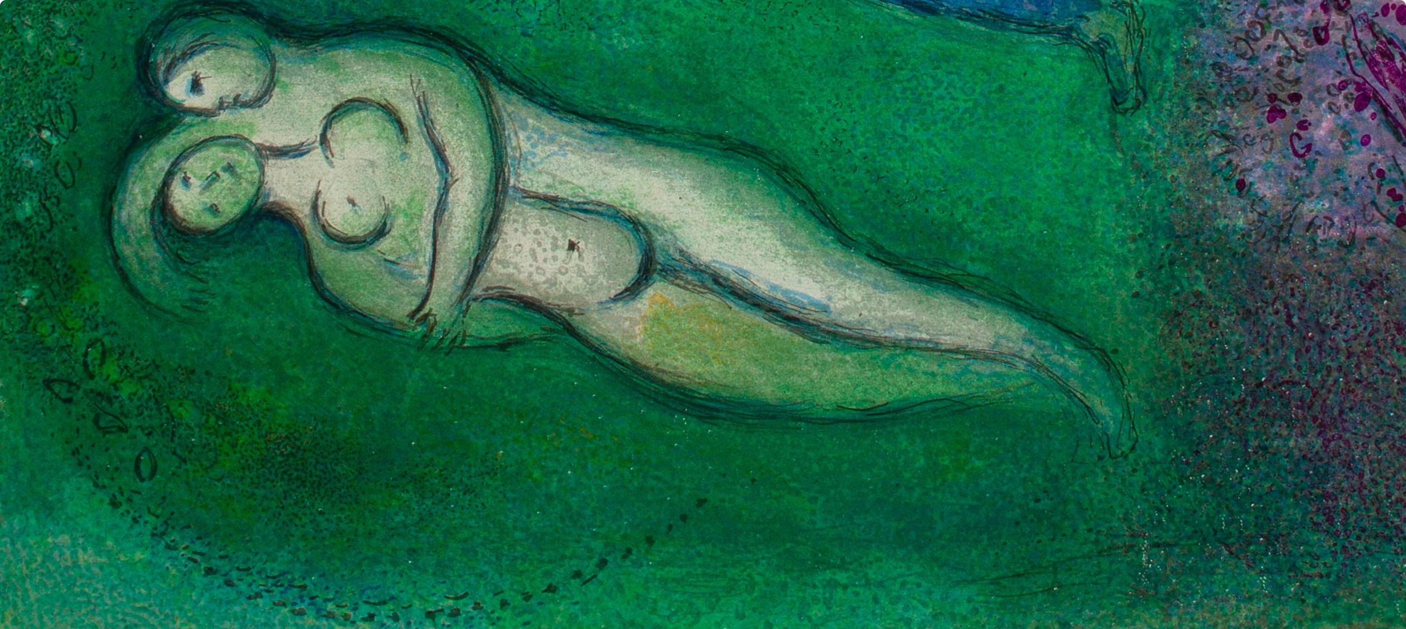 Titel: Daphnis und Lycénion, Daphnis und Chloé
Jahr: 1977
Medium: Lithographie auf Velinpapier
Größe: 12,5 x 9,5 Zoll
Beschriftung: Unsigniert und nicht nummeriert, wie ausgegeben
Anmerkungen: Aus dem Album 