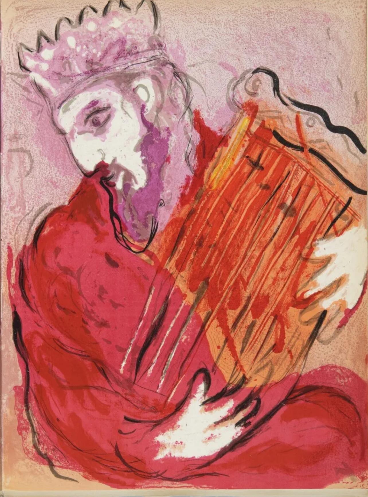 Marc Chagall Landscape Print - Chagall, David a la harpe (Mourlot 117-46; Cramer 25) (after)