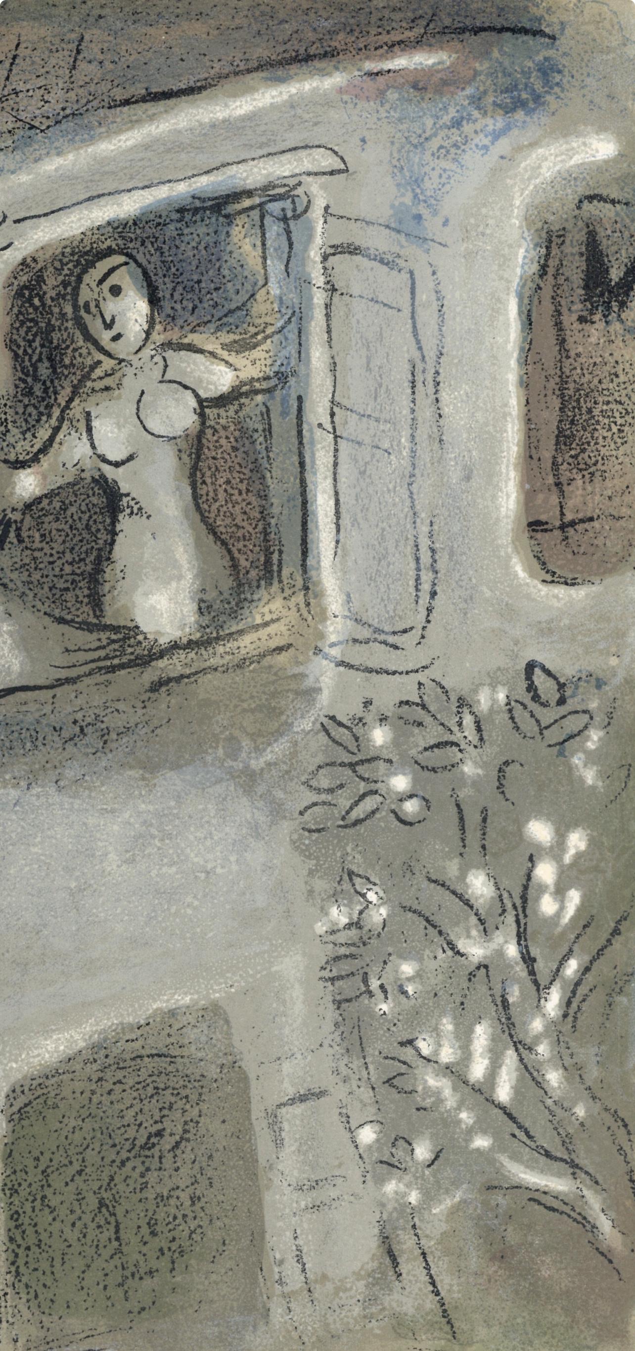 Lithographie sur papier vélin. Inscription : Non signé et non numéroté, tel que publié. Bon état. Notes : Extrait du volume Dessins de la Bible par Marc Chagall, Verve : Revue Artistique et Littéraire, Vol. VIII, N° 33-34, 1960. Publié par les