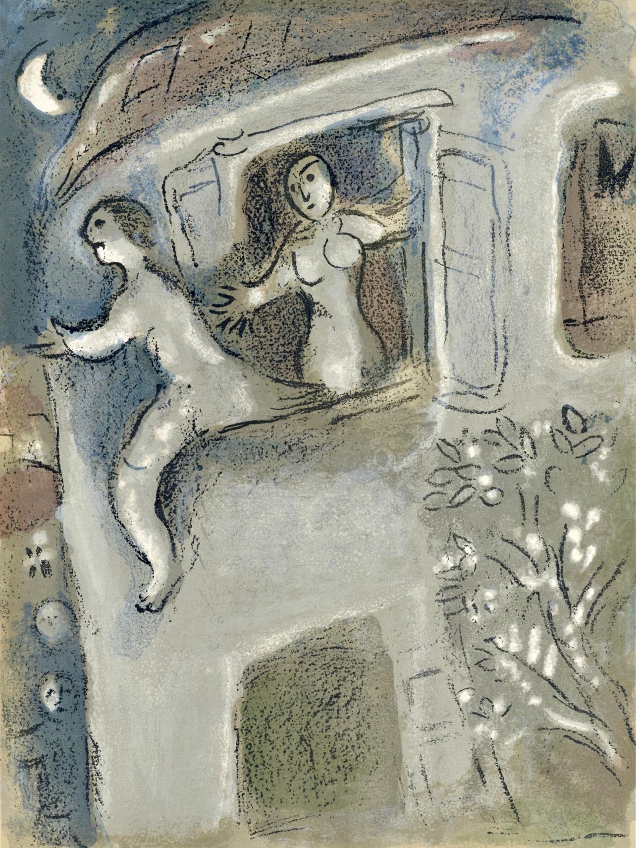 Marc Chagall Landscape Print - Chagall, David (Mourlot 117-46; Cramer 25), Drawings from the Bible (after)