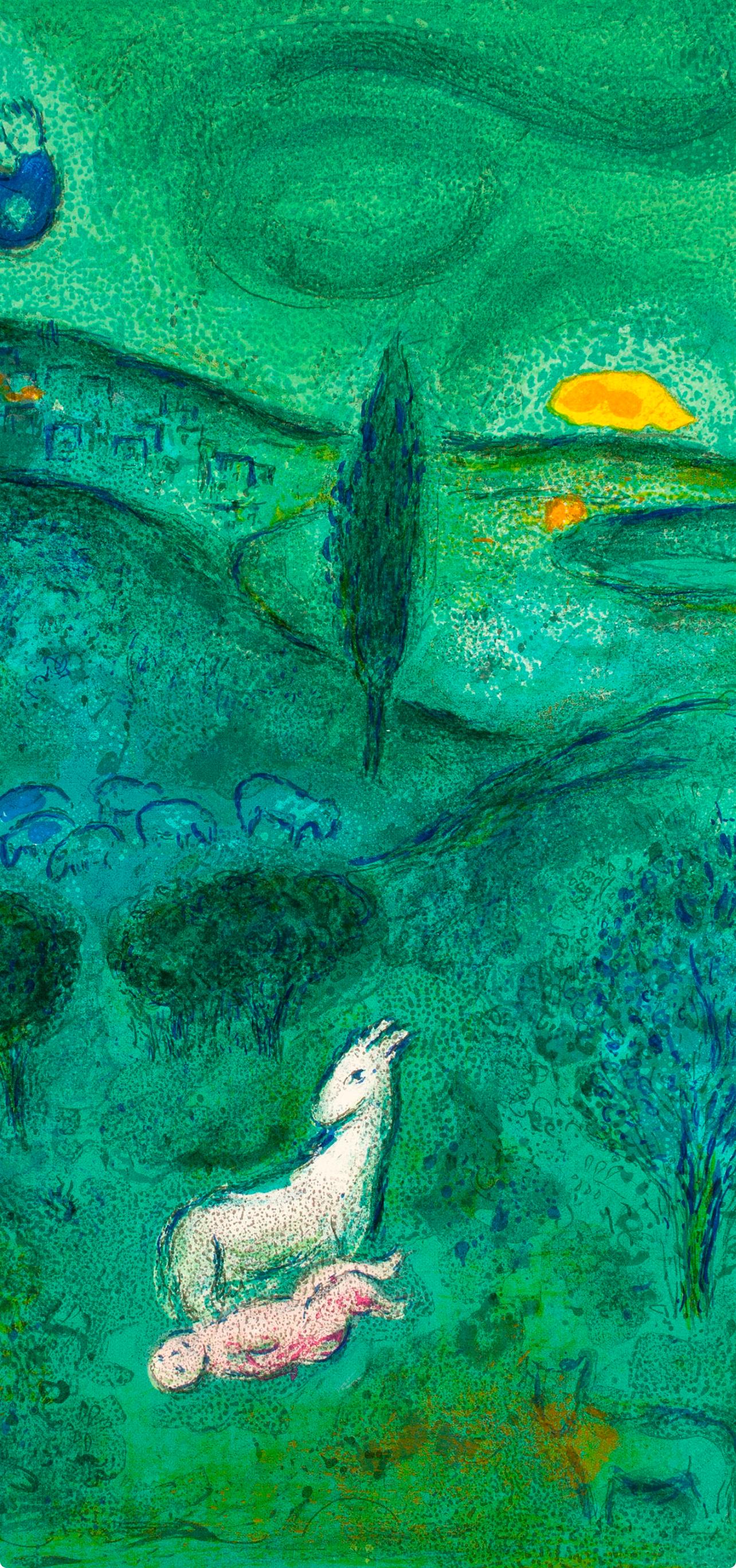 Chagall, Découverte de Daphnis par Lamon, Daphnis et Chloé (after) - Expressionist Print by Marc Chagall
