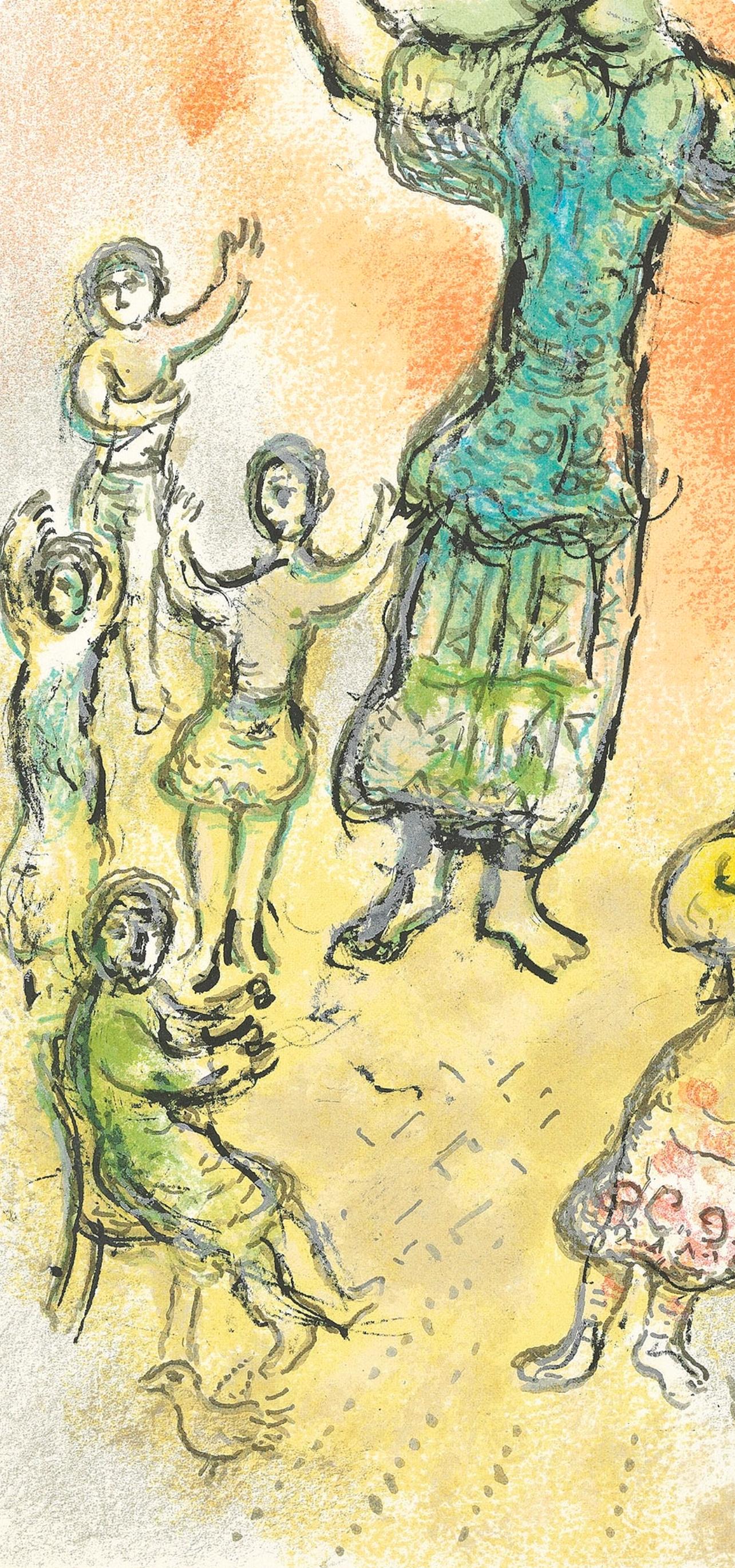 Chagall, Der Bogen des Odysseus, Homer, Die Odyssee (after) - Orange Landscape Print par Marc Chagall