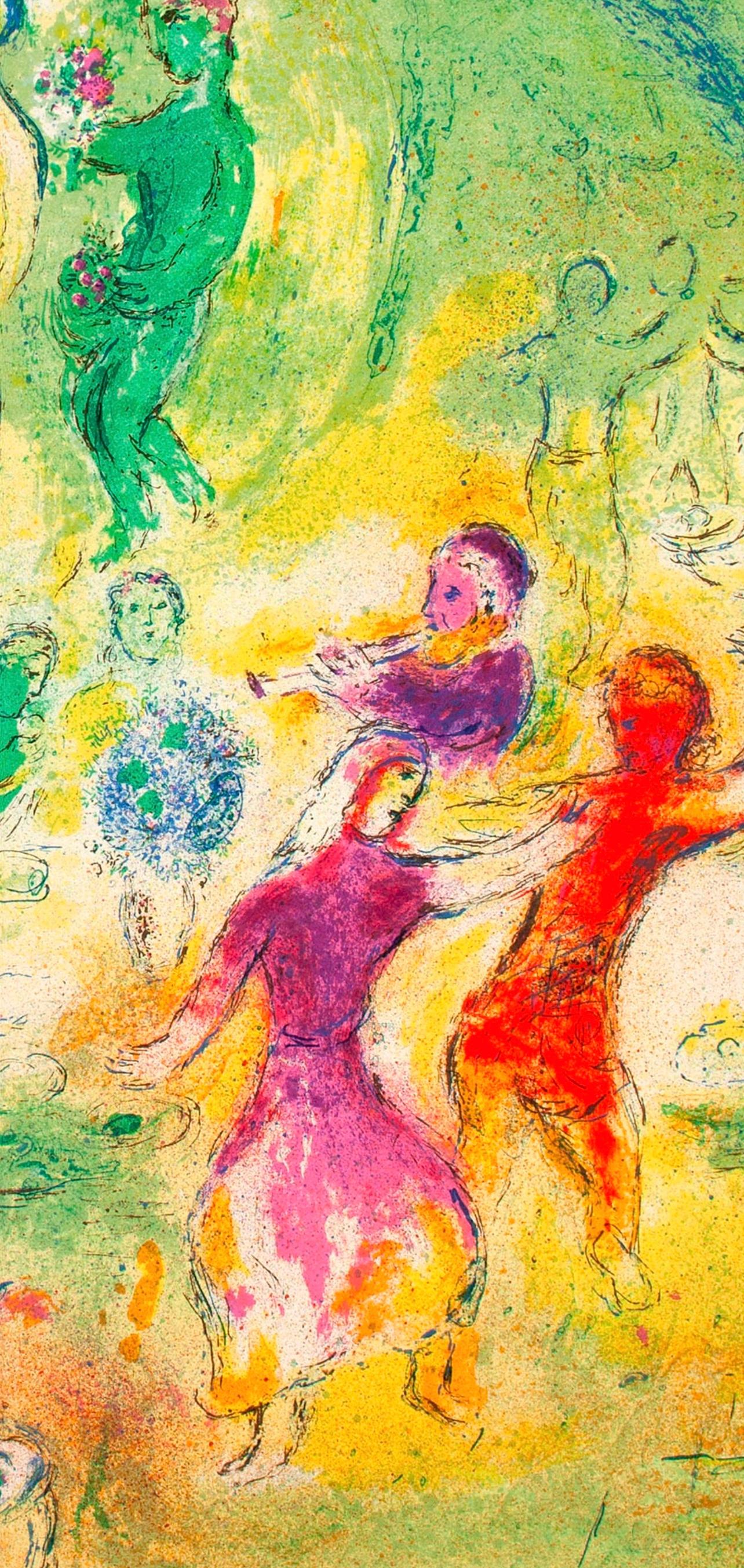 Title: Festin nuptial dans la grotte des nymphes, Daphnis et Chloé
Year: 1977
Medium: Lithograph on wove paper
Size: 12.5 x 19 inches, with centerfold, as issued
Inscription: Unsigned and unnumbered, as issued
Notes: From the album, Daphnis and
