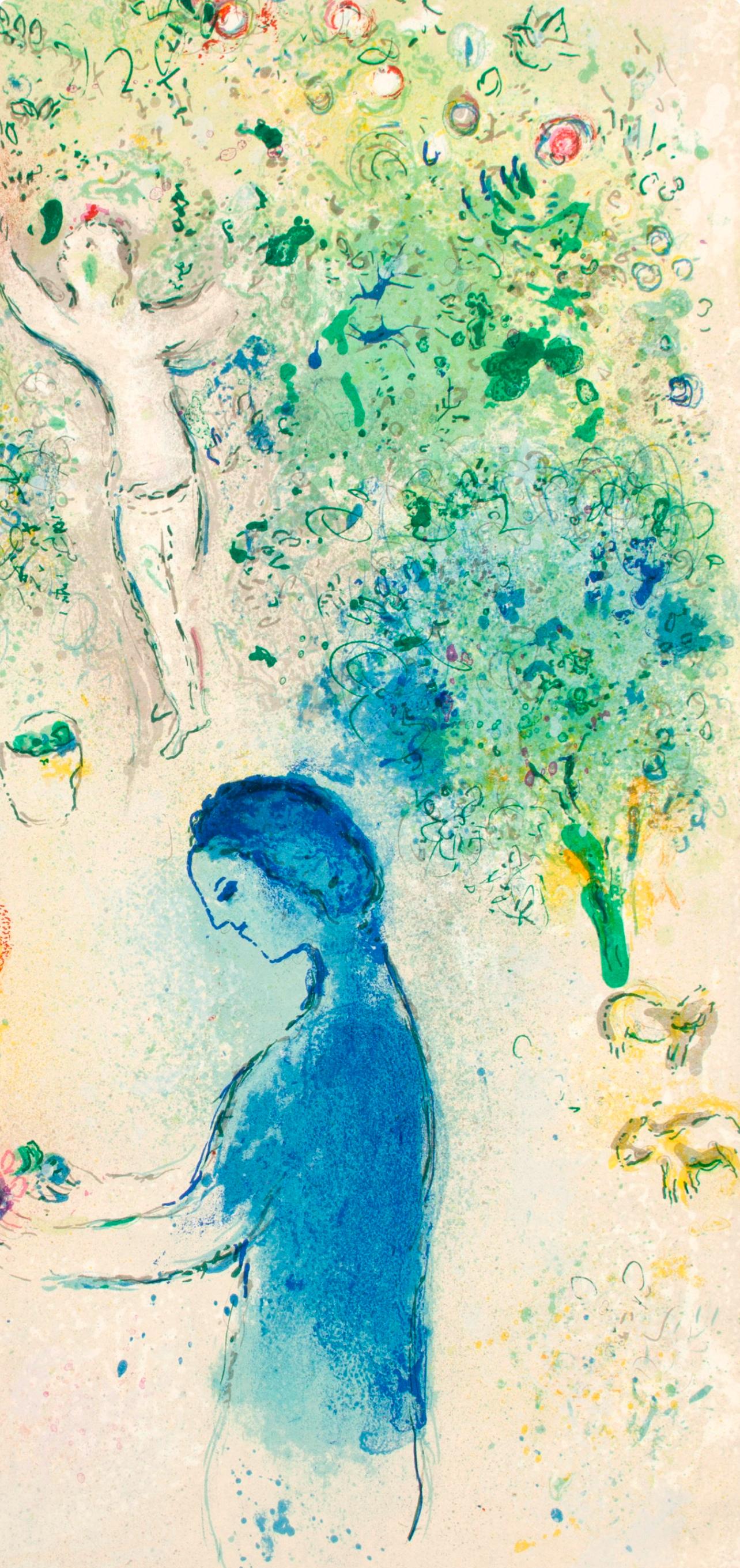 Chagall, Frontispiece, Daphnis et Chloé (after) - Beige Landscape Print by Marc Chagall
