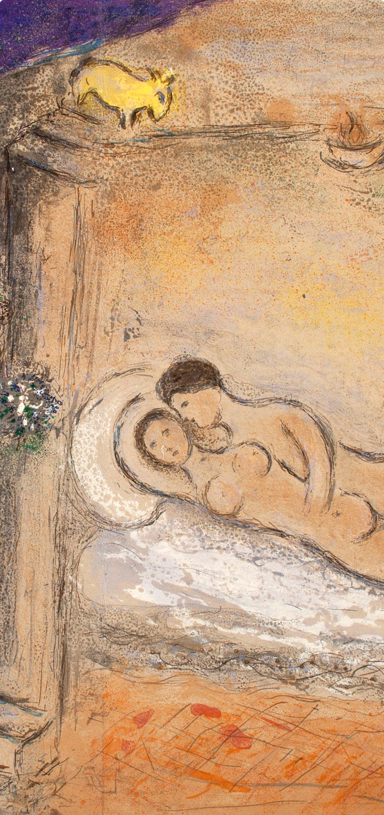Chagall, Hyménée, Daphnis et Chloé (after) - Marron Figurative Print par Marc Chagall