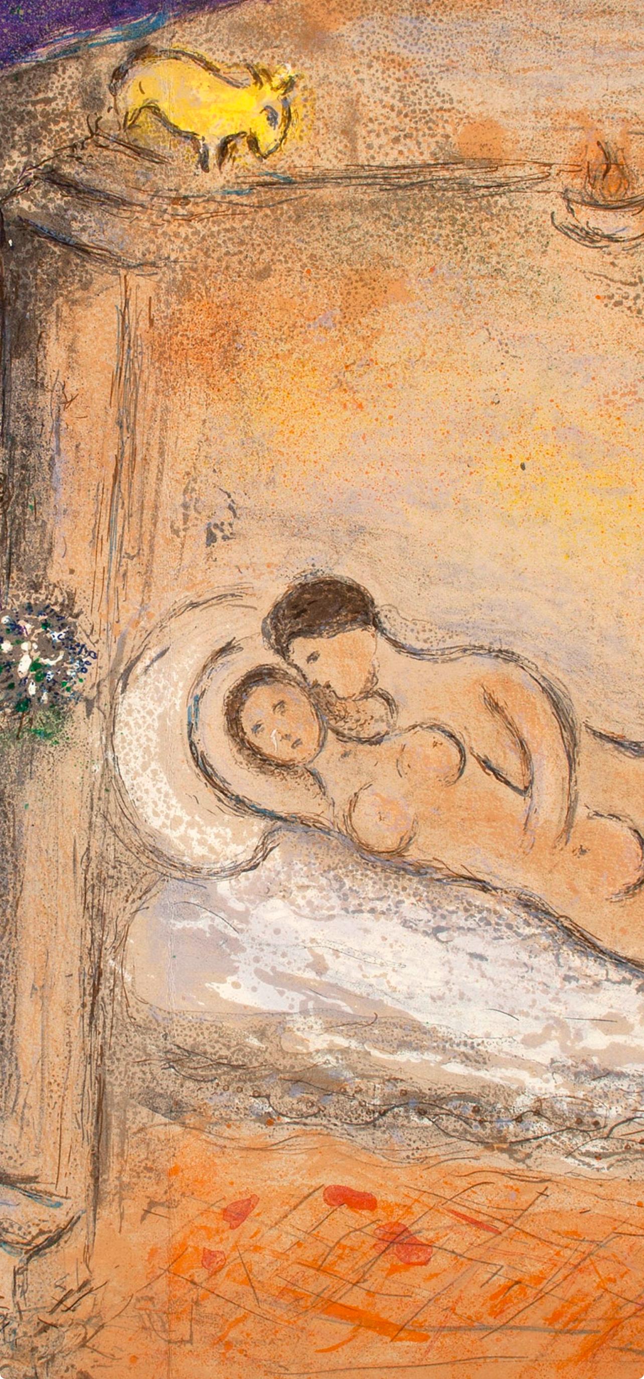 Chagall, Hyménée, Daphnis et Chloé, Daphnis et Chloé (dopo) - Landscape Print Marrone di Marc Chagall