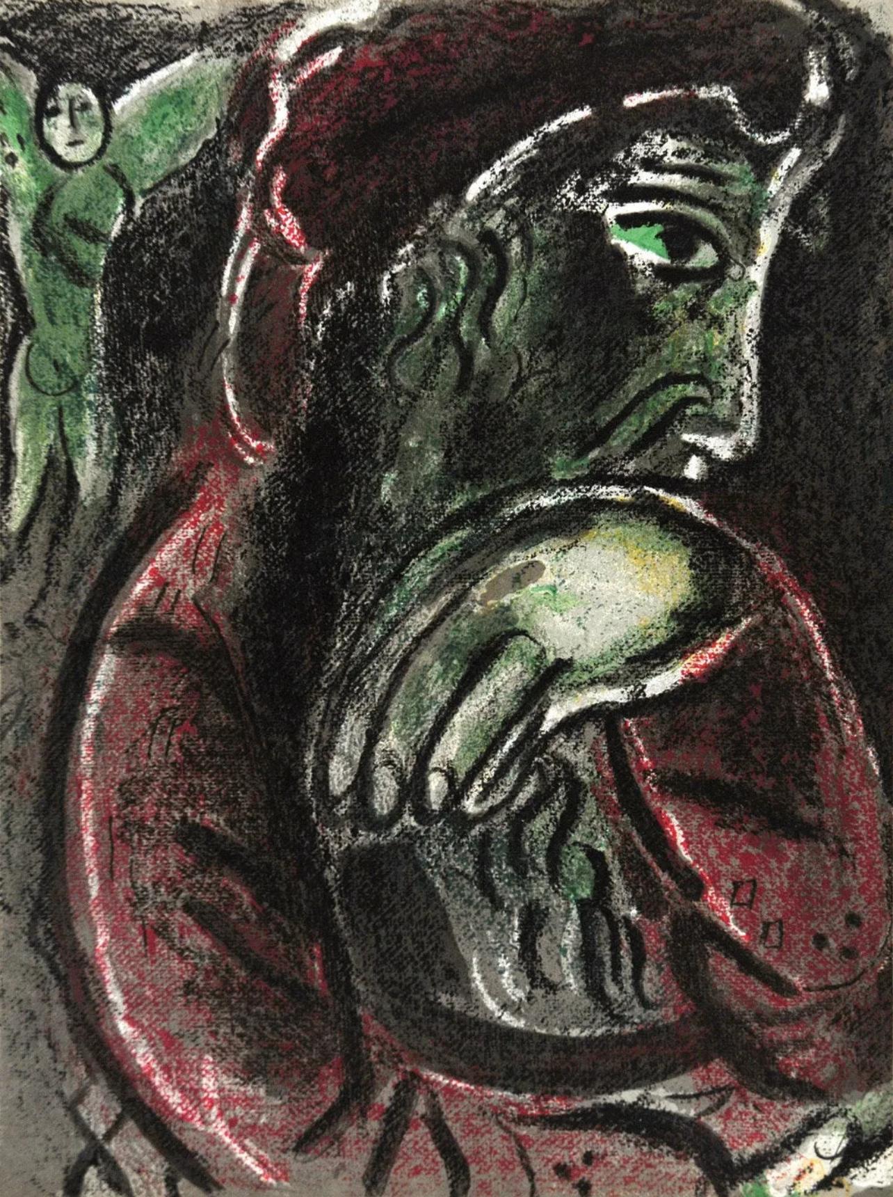 Landscape Print Marc Chagall - Chagall, Job in despair (Mourlot 230-277 ; Cramer 42) (après)