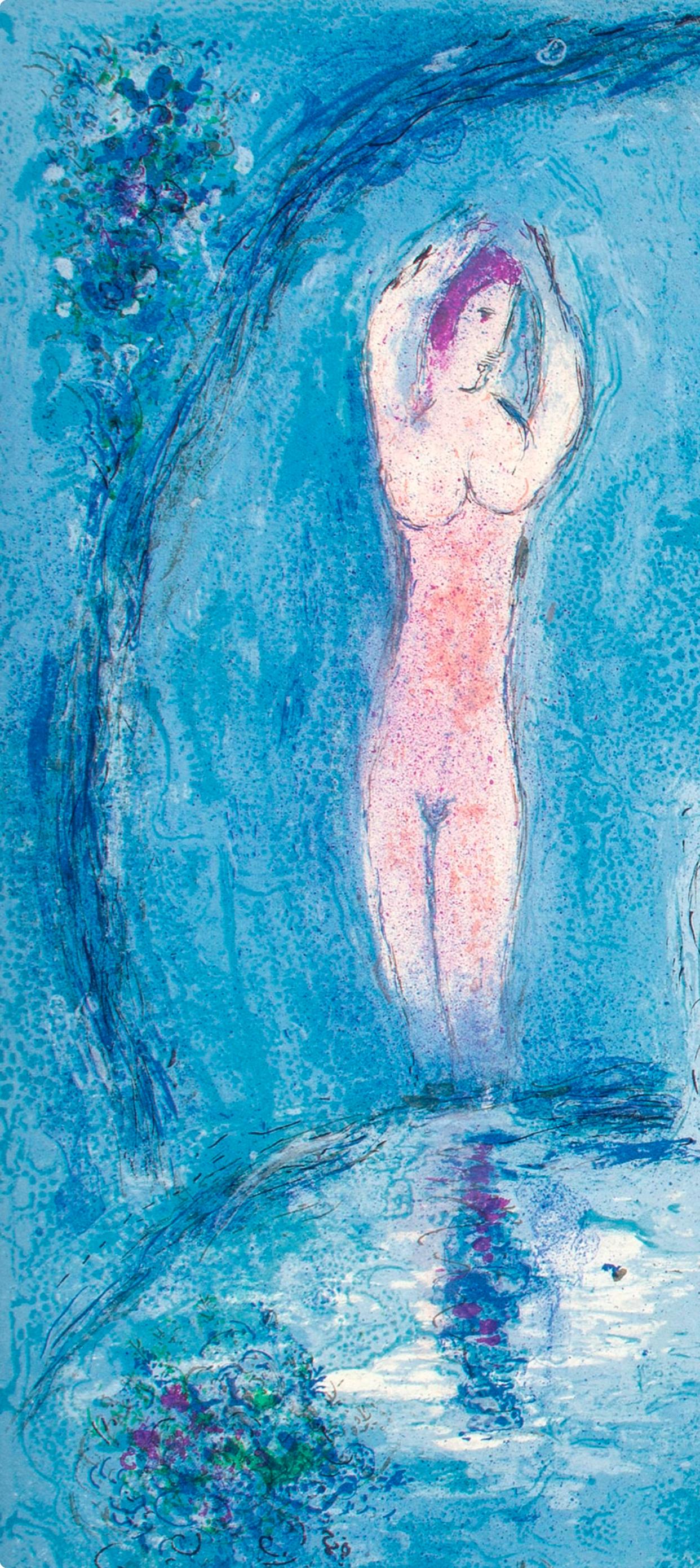Chagall, La Caverne des Nymphes, Daphnis et Chloé (d'après) - Expressionniste Print par Marc Chagall