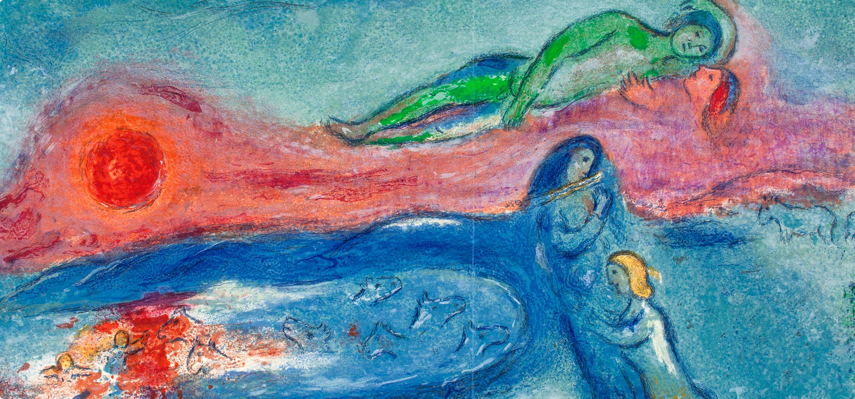 Chagall, La Mort de Dorcon, Daphnis et Chloé (after) - Print de Marc Chagall