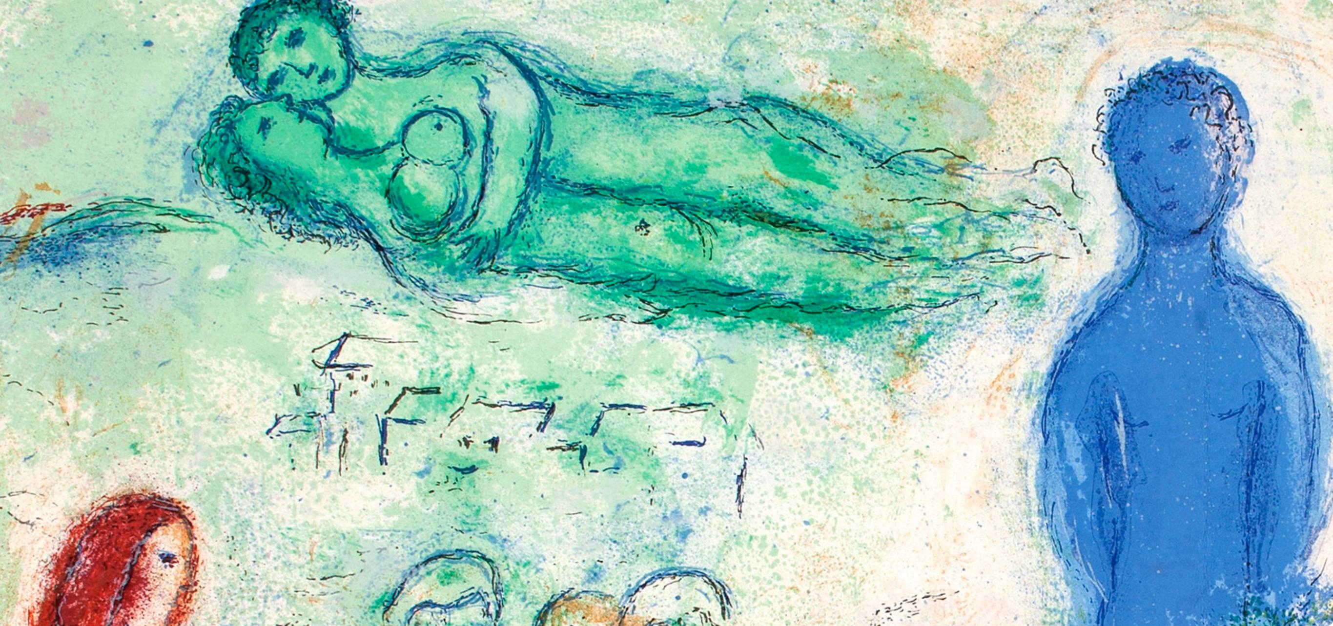 Chagall, Le jugement de Chloé, Daphnis et Chloé (after) - Beige Figurative Print par Marc Chagall