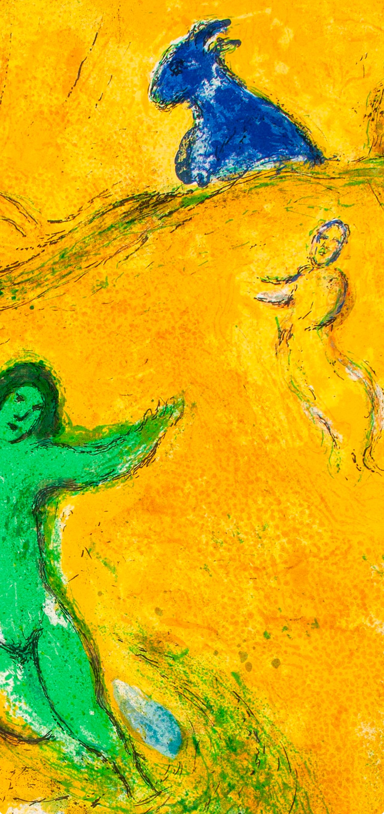 Chagall, Le piège à loups, Daphnis et Chloé (dopo) - Figurative Print Giallo di Marc Chagall