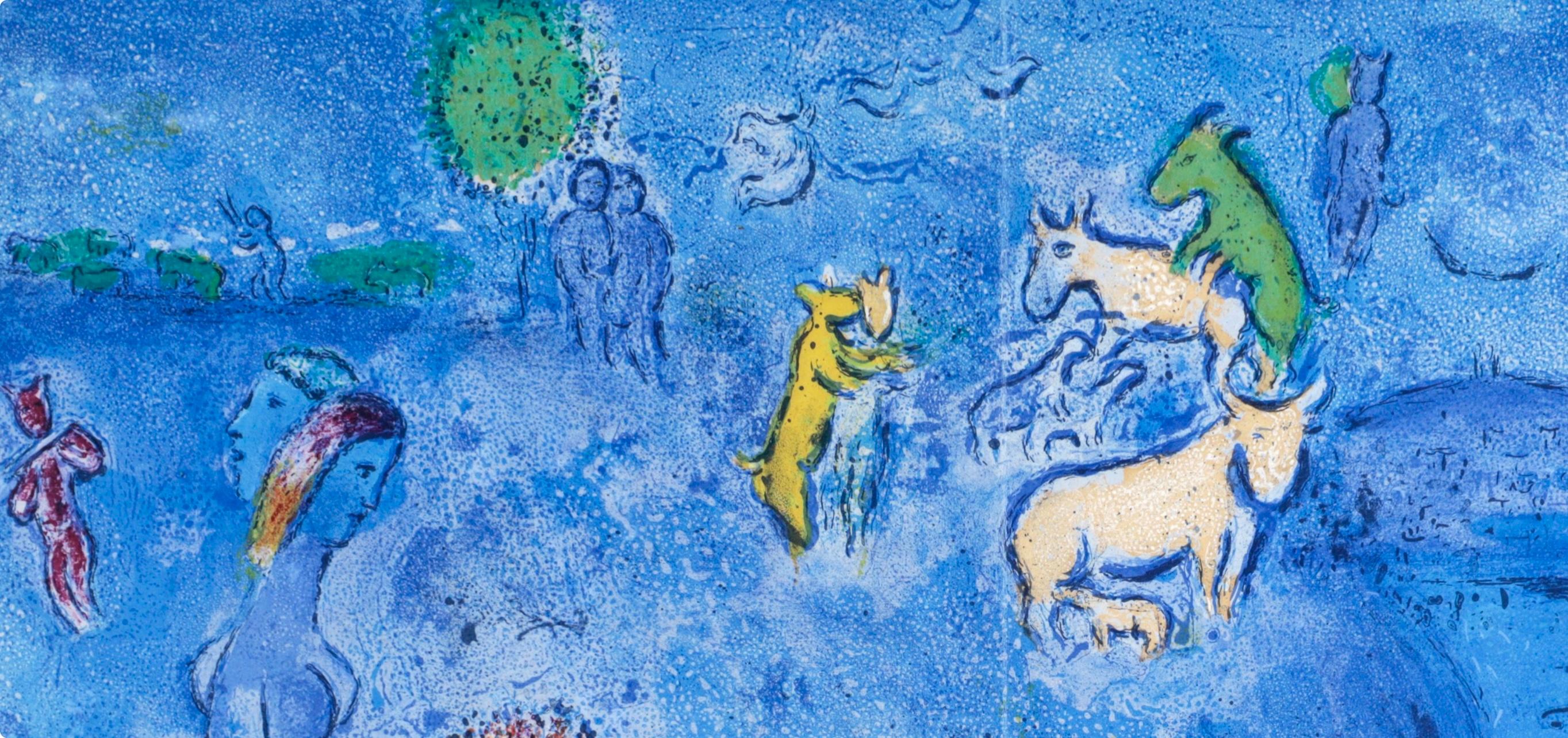 Chagall, Le Printemps, Daphnis et Chloé (after) - Bleu Figurative Print par Marc Chagall