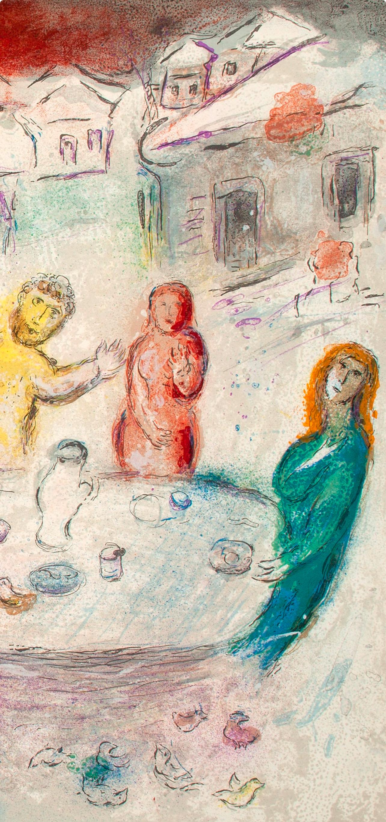 Chagall, Le Repas chez Dryas, Daphnis et Chloé (after) - Print di Marc Chagall