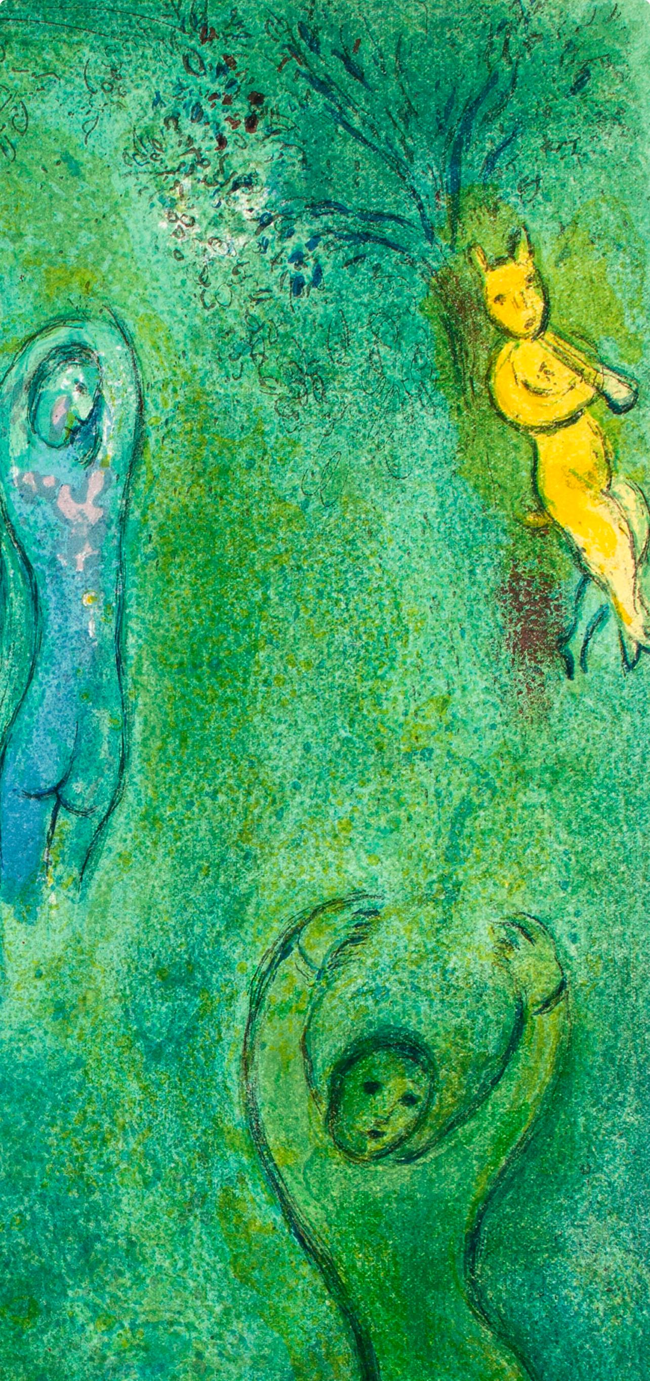 Chagall, Le songe de Daphnis et les nymphes, Daphnis et Chloé (after) - Expressionist Print by Marc Chagall