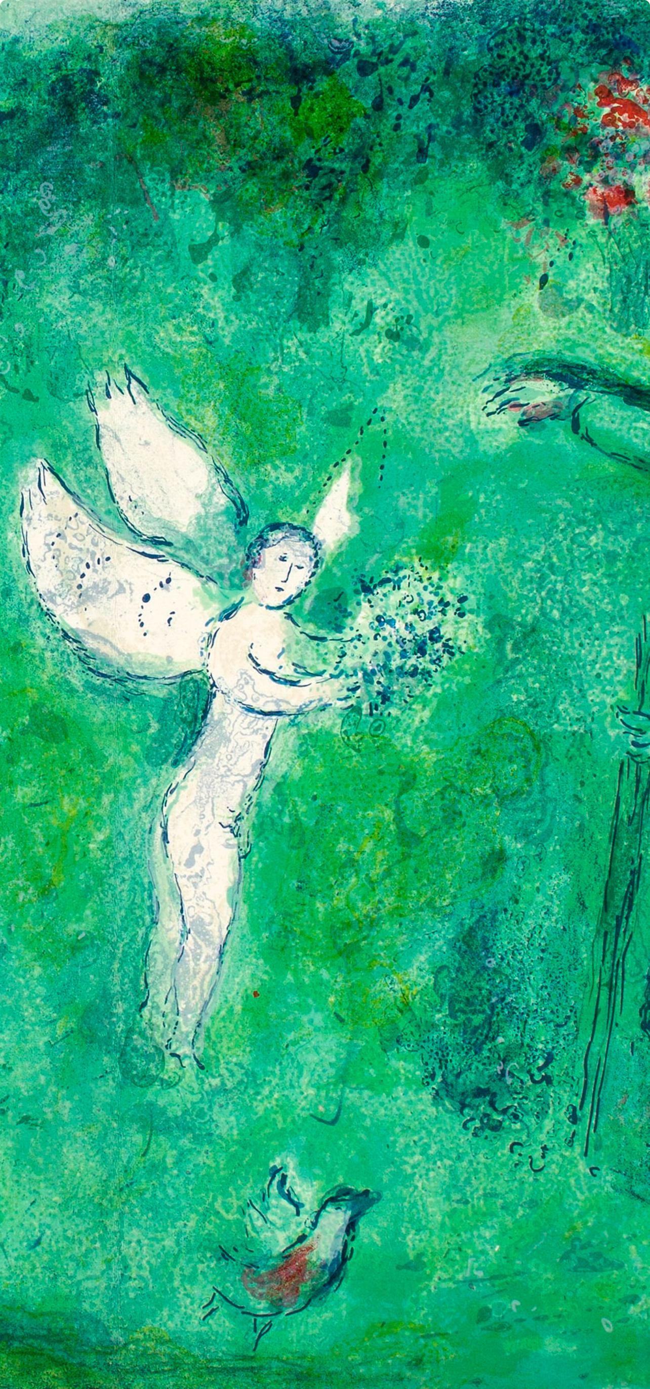 Chagall, Le Verger de Philétas, Daphnis et Chloé (after) - Figurative Print Azul de Marc Chagall
