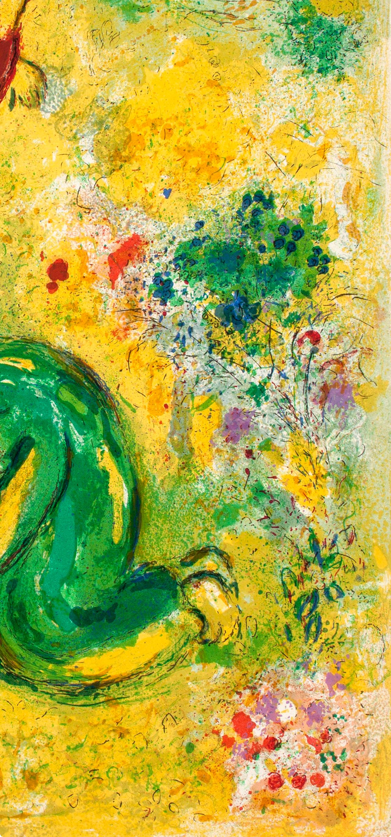 Chagall, Les fleurs saccagées, Daphnis et Chloé (after) - Jaune Landscape Print par Marc Chagall