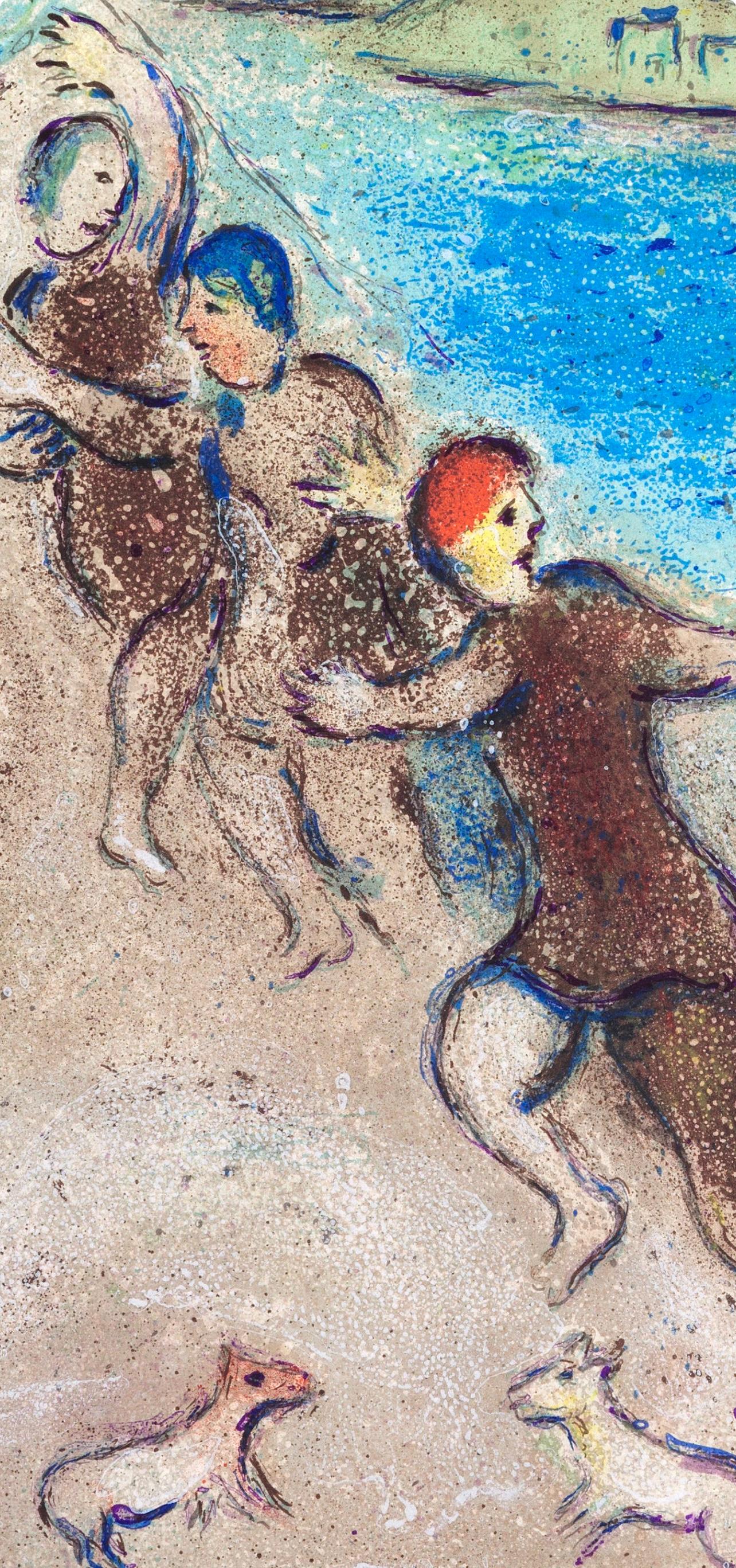 Chagall, Les jeunes gens de Méthymne, Daphnis et Chloé (after) - Expressionniste Print par Marc Chagall