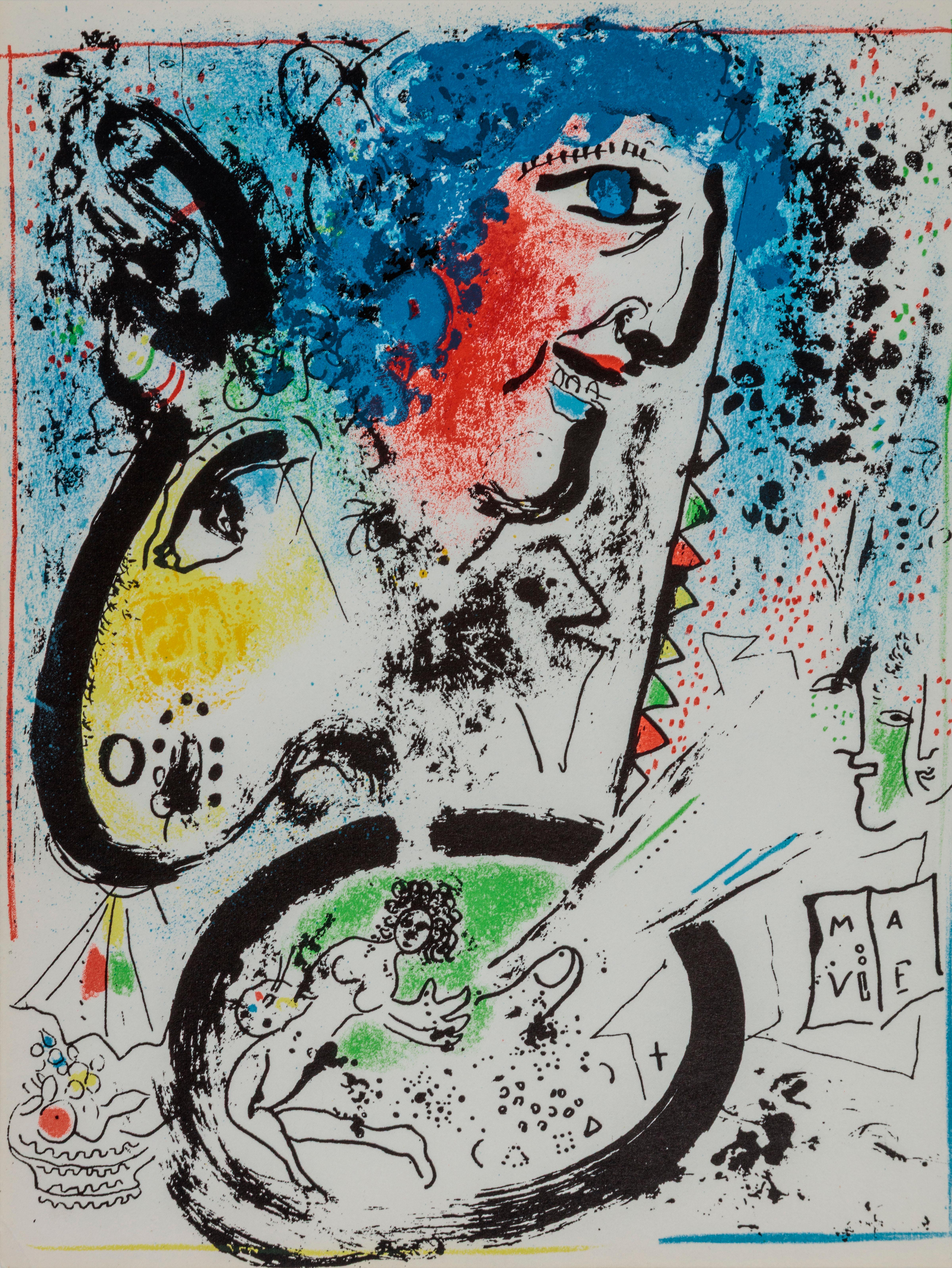 Chagall Lithographe Tome I - Frontispice, Auto-Portrait – Print von Marc Chagall
