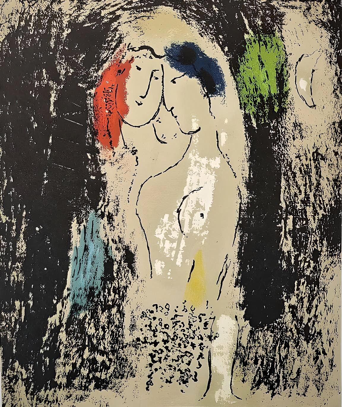 Marc Chagall Figurative Print – Chagall, Liebhaber in Grau (Mourlot 194; Cramer 34) (nach)