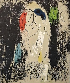 Vintage Chagall, Lovers in Grey (Mourlot 194; Cramer 34) (after)