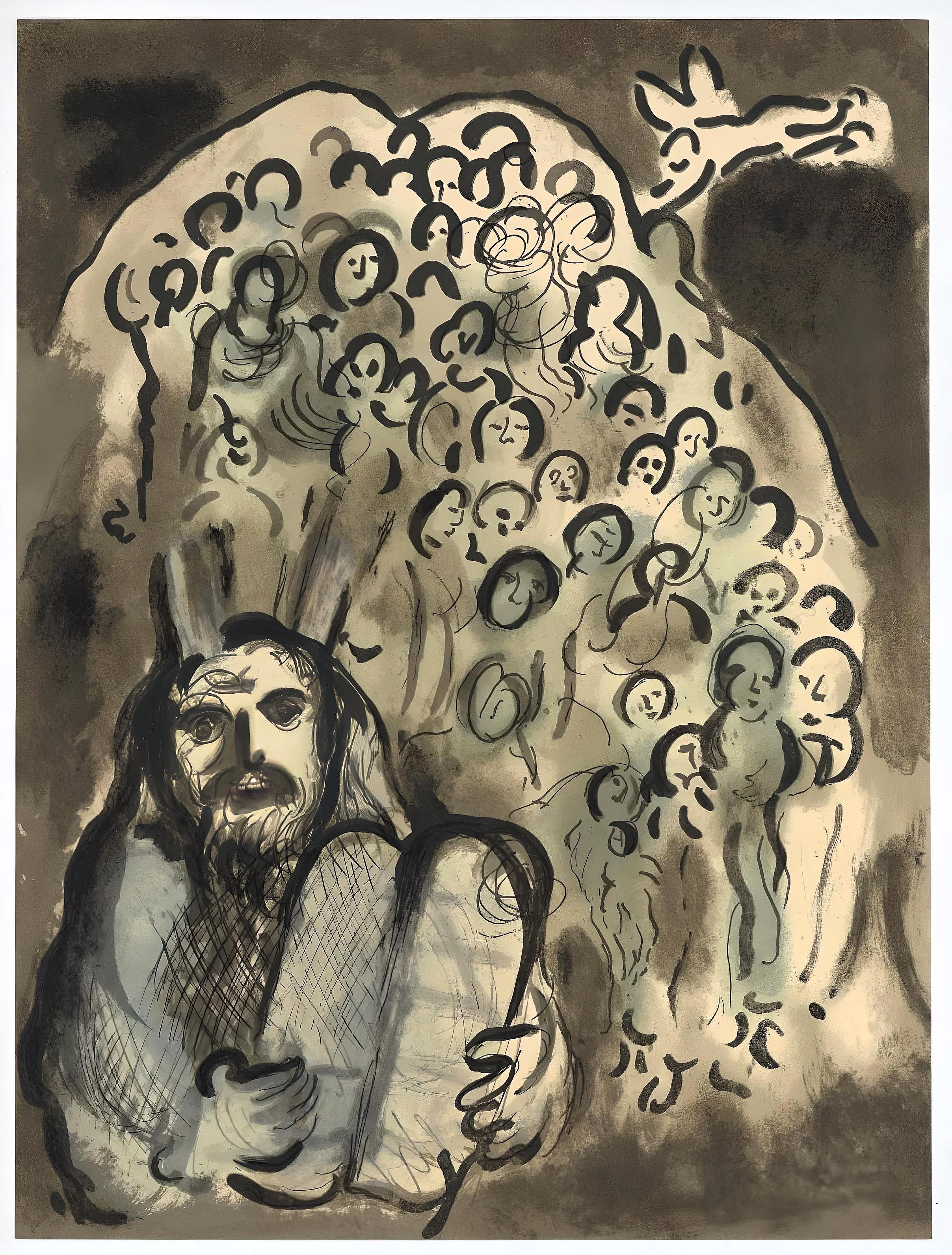 Marc Chagall Figurative Print – Chagall, Moses und sein Volk (Mourlot 689) (Nachdem)