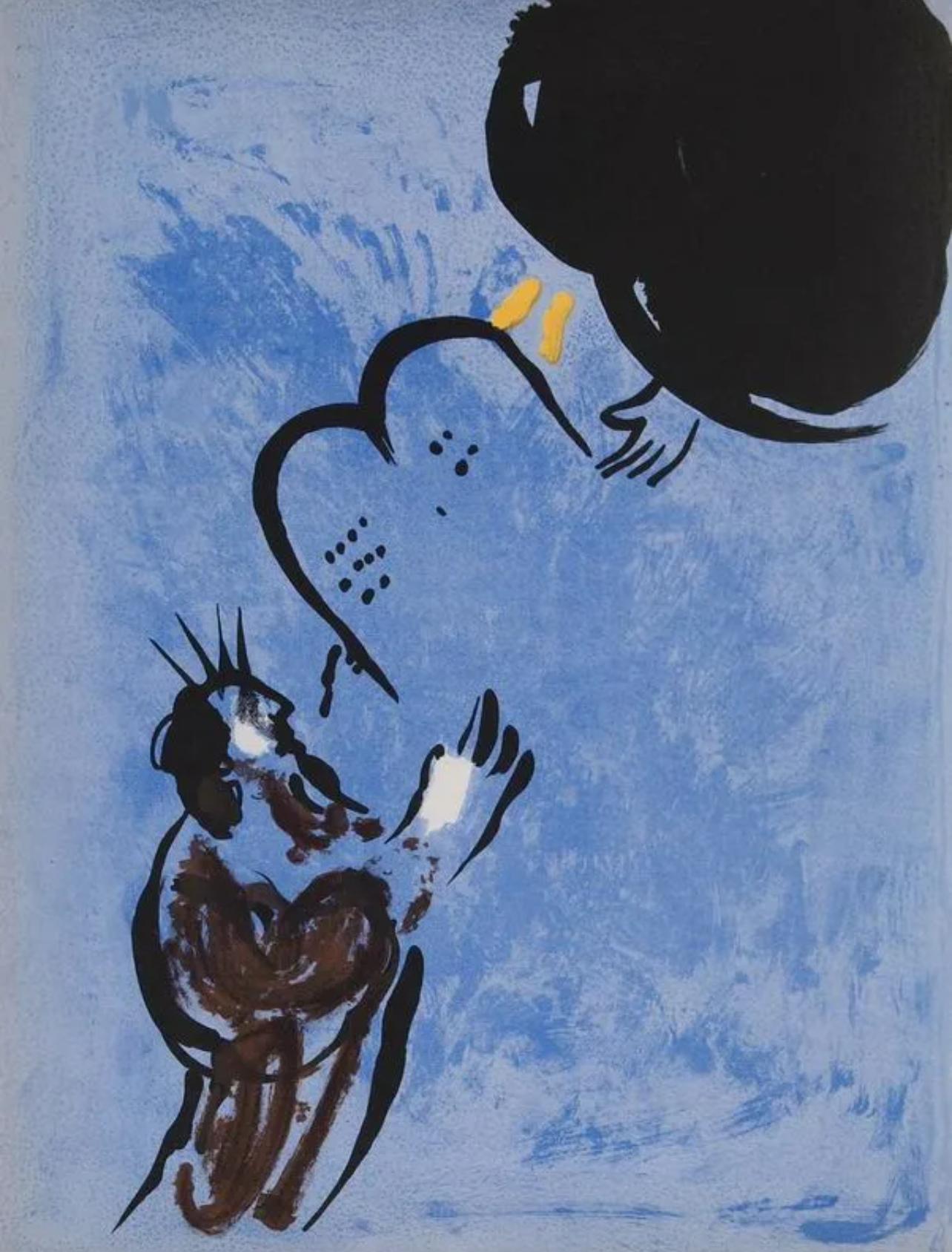 Landscape Print Marc Chagall - Chagall, Moses recevant les tables de loi (Mourlot 117-46 ; Cramer 25) (après)