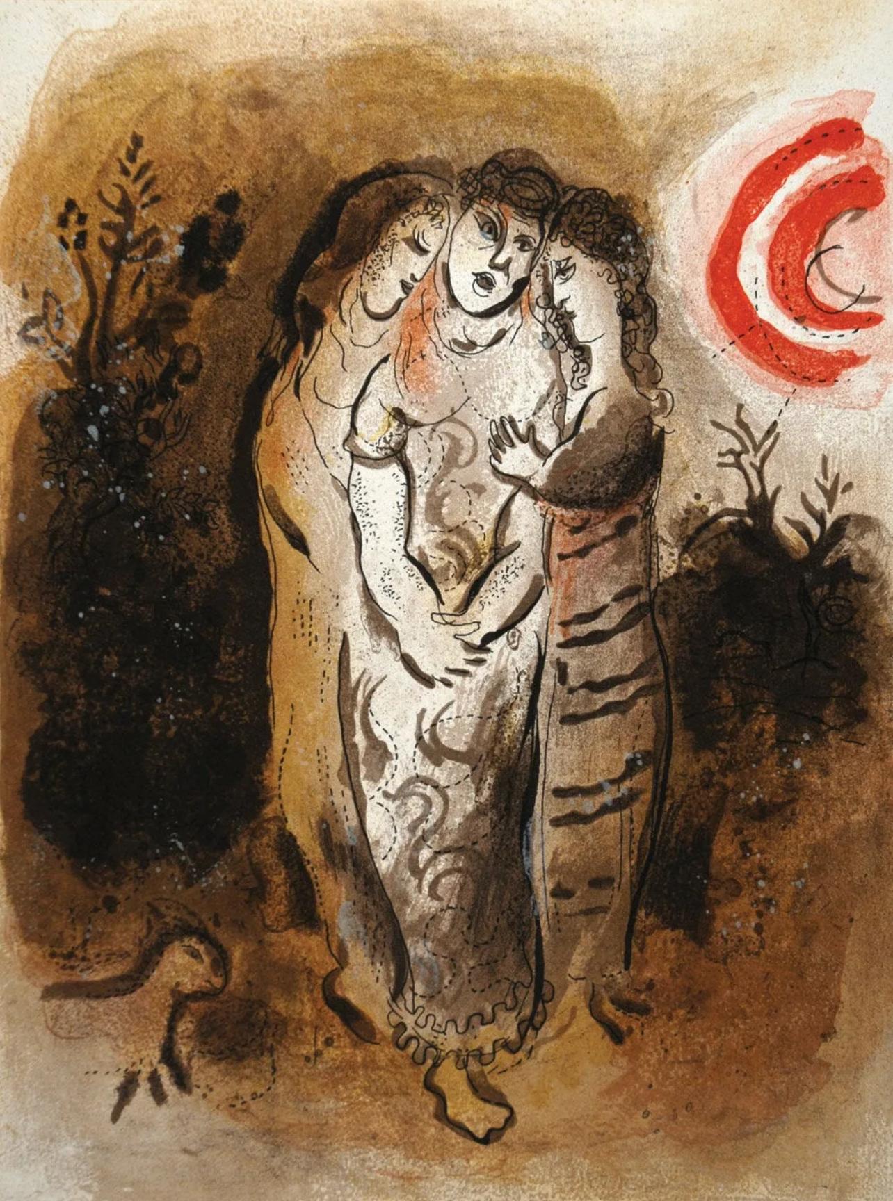 Marc Chagall Figurative Print – Chagall, Naomi und ihre Schwägerinnen (Mourlot 230-277; Cramer 42) (nach)