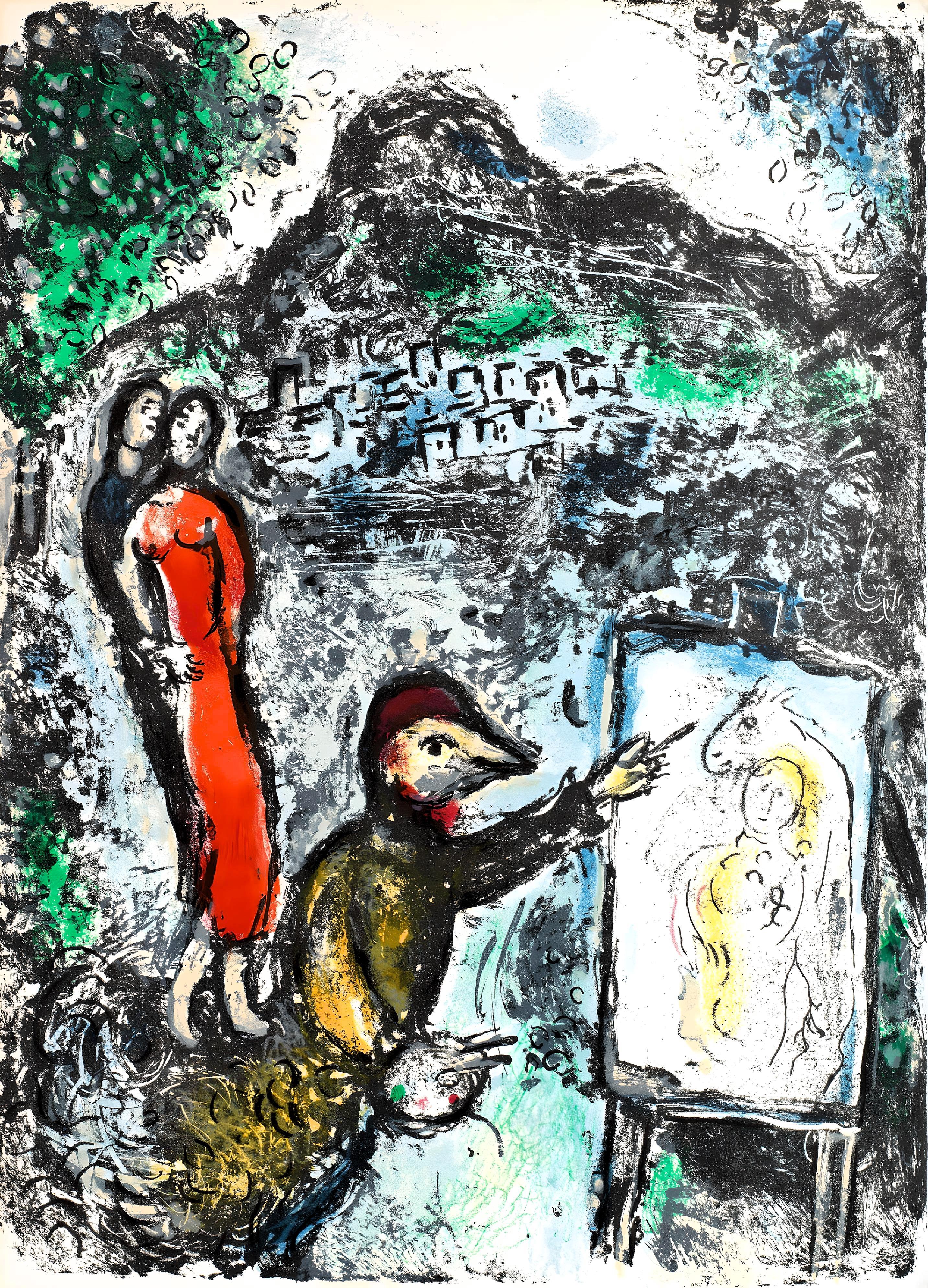 Marc Chagall Figurative Print – Chagall, in der Nähe von St. Jeannet (Mourlot 646) (Nachdem)