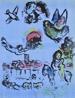 Vintage Chagall, Nocturne at Vence (Mourlot 400; Cramer 56) (after)