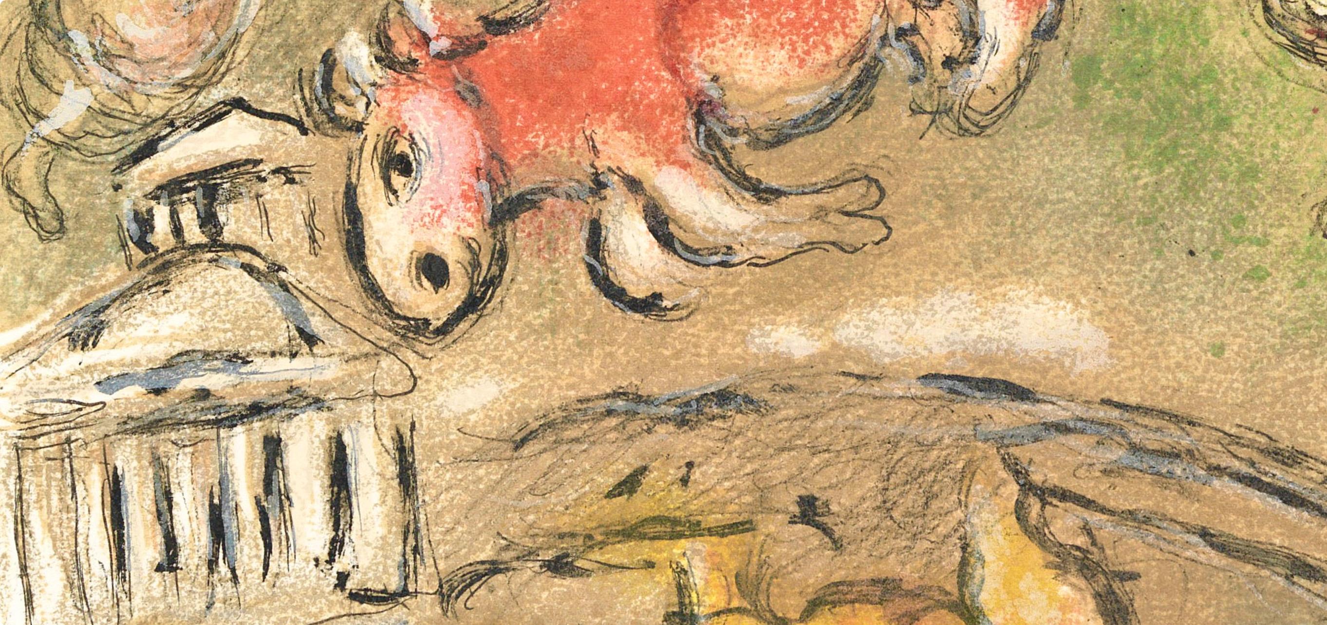 Chagall, Opfer für Athene, Homer, Die Odyssee (after) - Beige Figurative Print par Marc Chagall