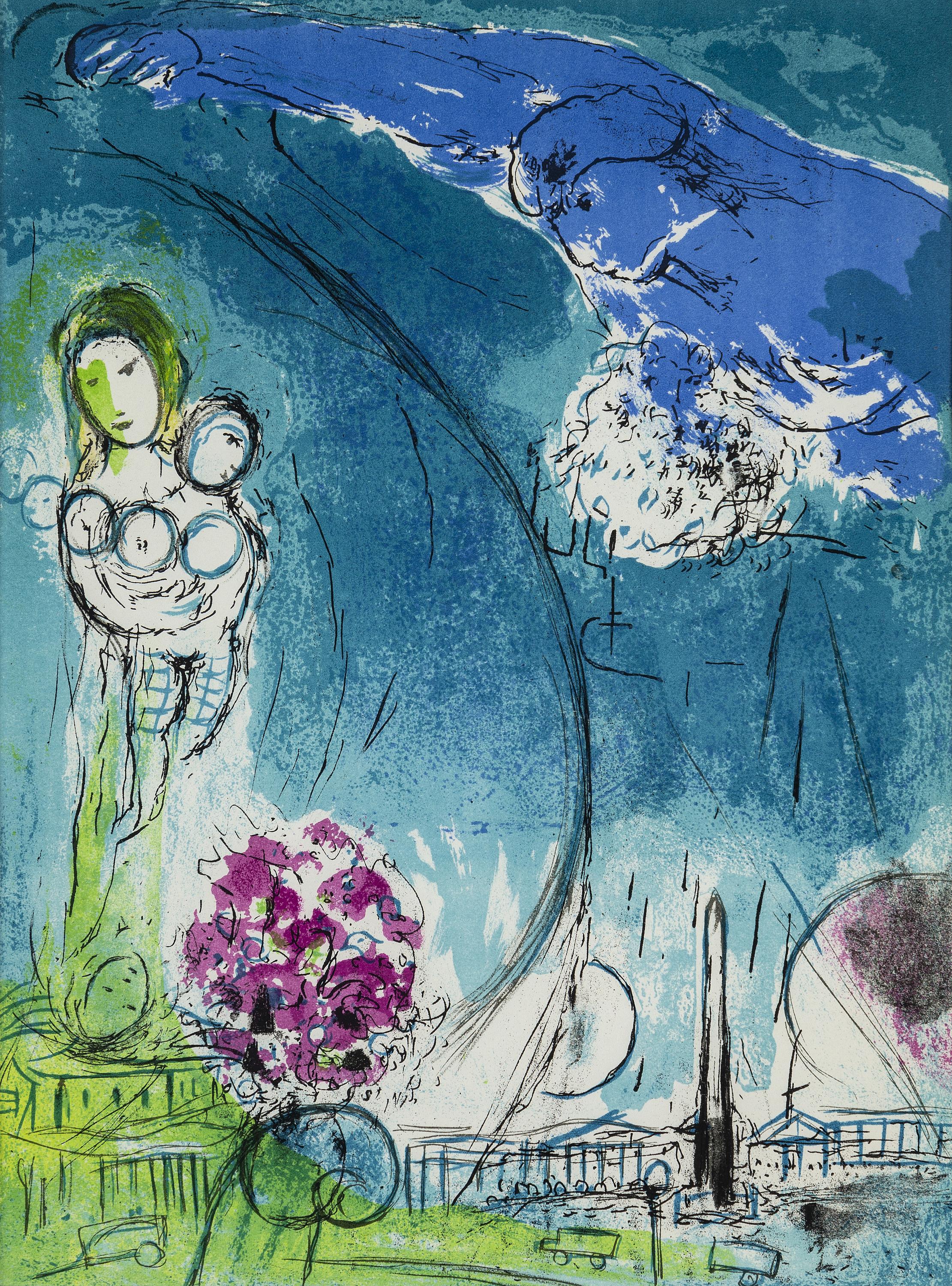 Marc Chagall Abstract Print - Chagall, Place de la Concorde (Cramer 23; Mourlot 80-87), Verve: Revue (after)