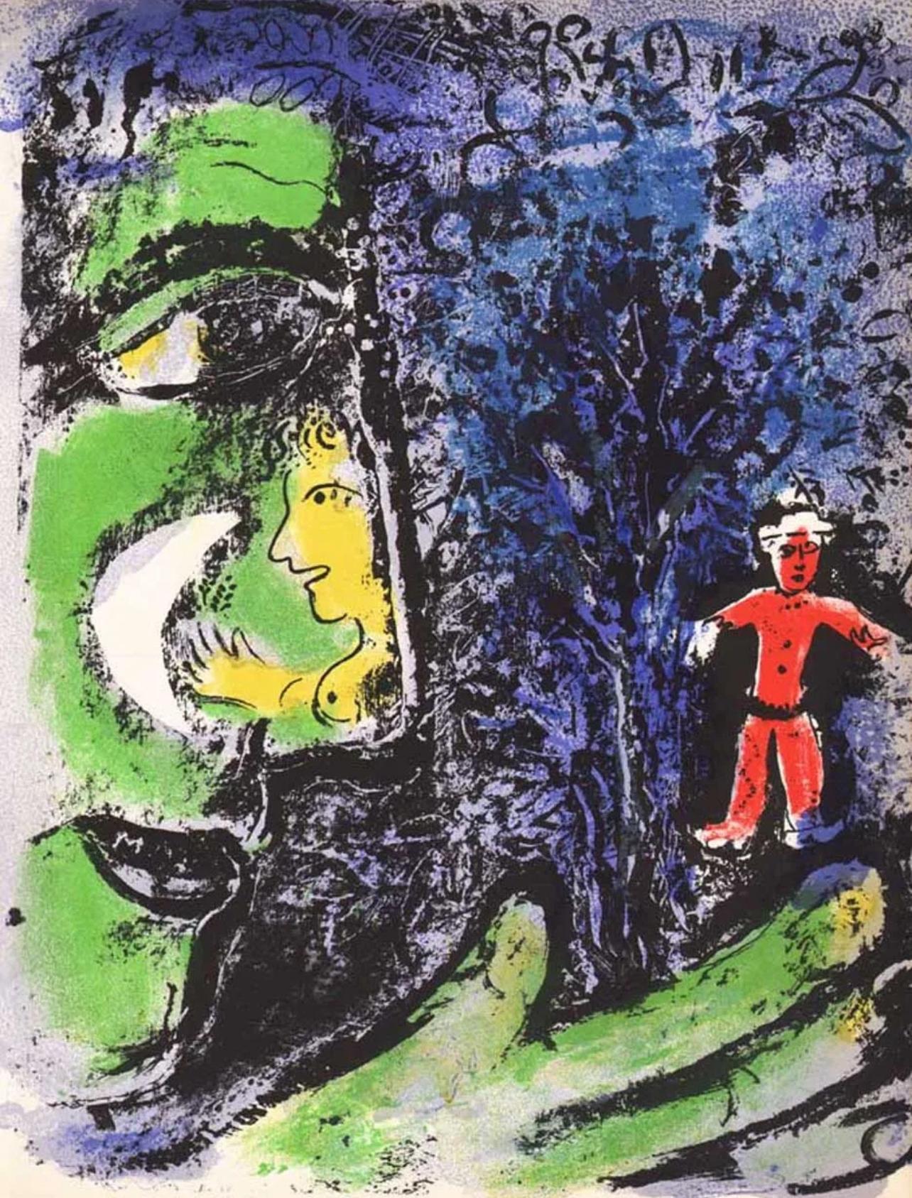 Marc Chagall Figurative Print - Chagall, Profile and Red Child (Mourlot 284; Cramer 43) (after)