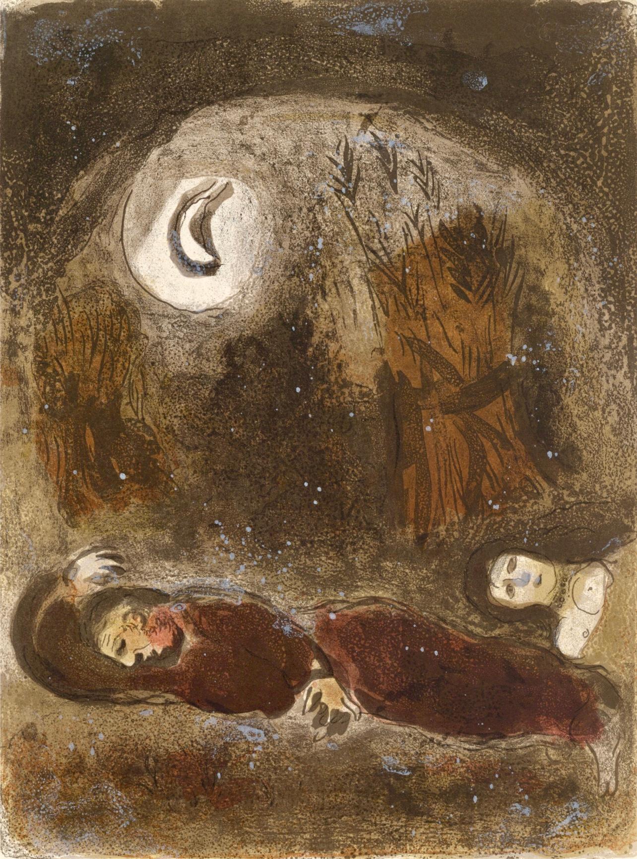 Chagall, Ruth at the feet of Boaz (Mourlot 117-46; Cramer 25) (after)