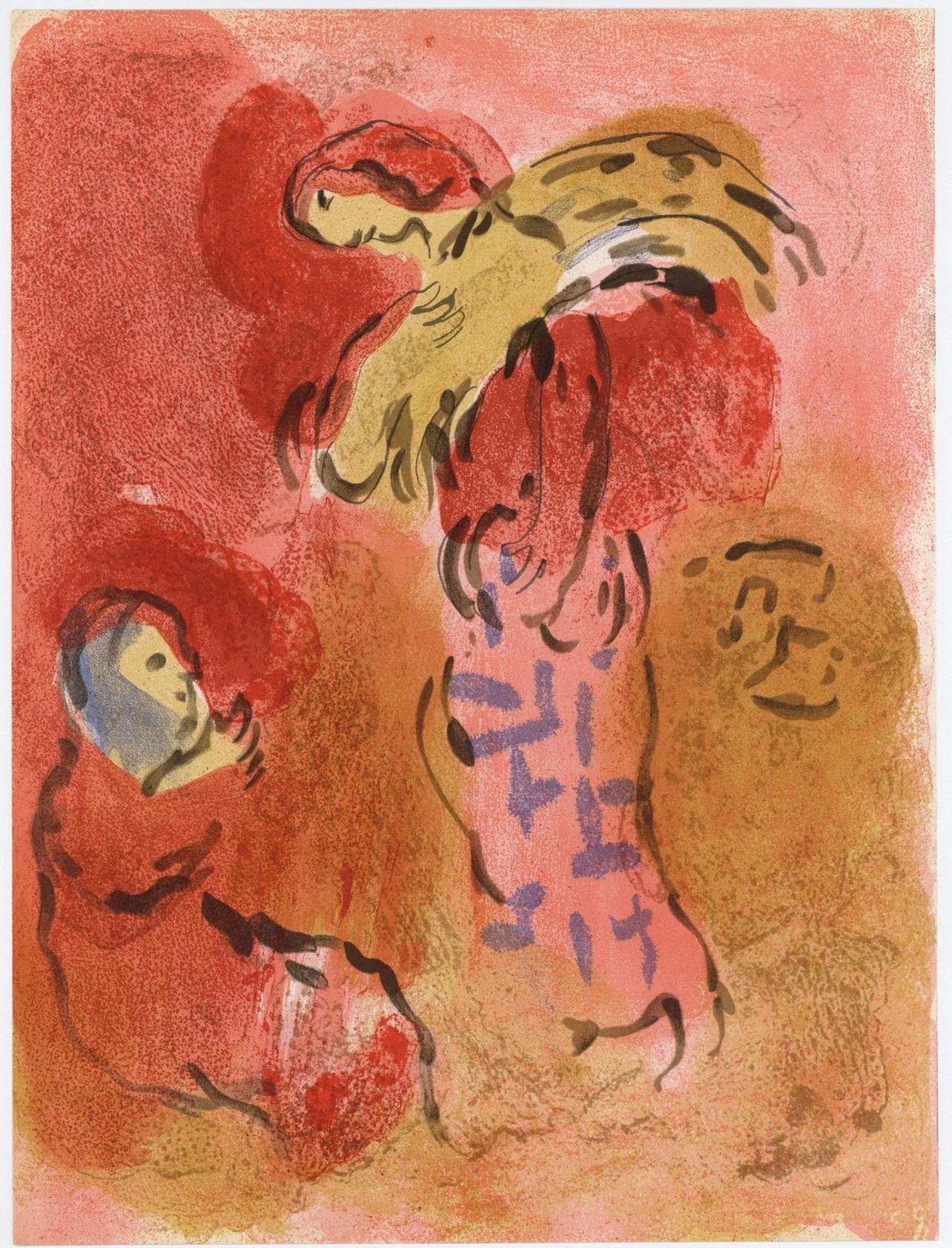 Marc Chagall Figurative Print – Chagall, Ruth gleaning (Mourlot 230-277; Cramer 42) (nach)