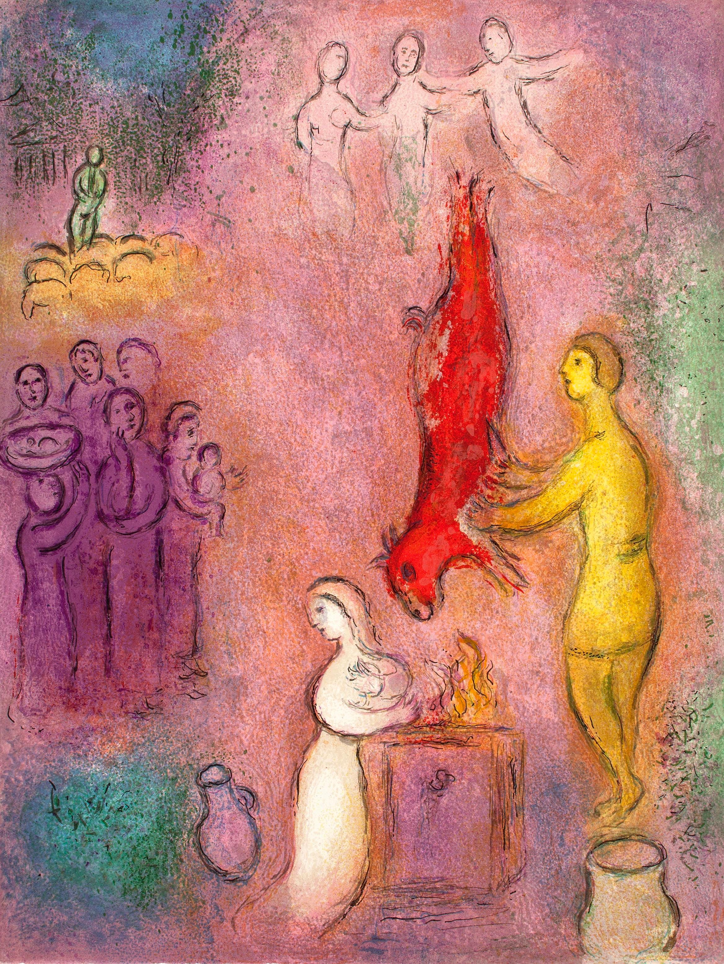 Chagall, Sacrifice aux Nymphes, Daphnis et Chloé (after)