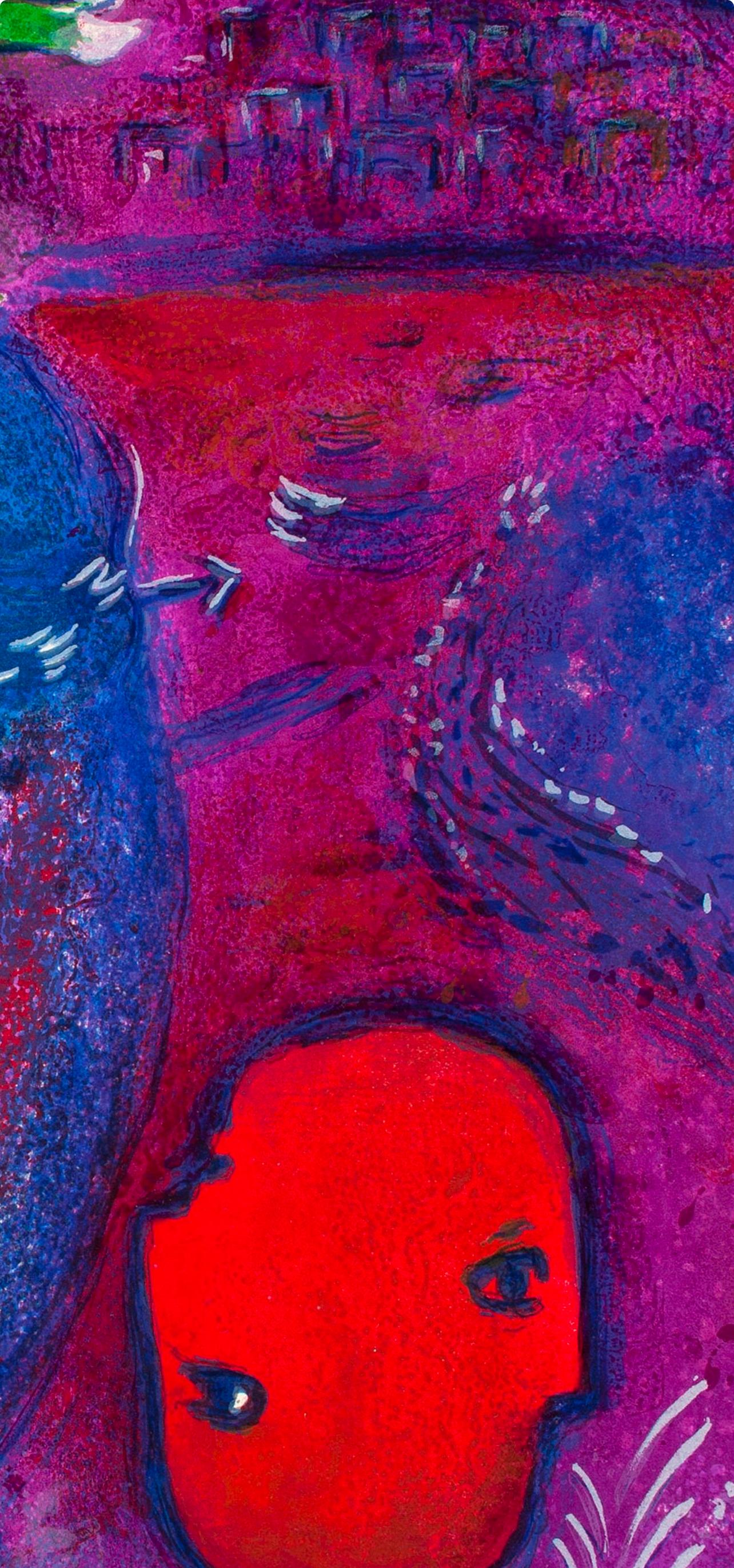 Chagall, Songe de Lamon et de Dryas, Daphnis et Chloé (después) - Landscape Print Púrpura de Marc Chagall