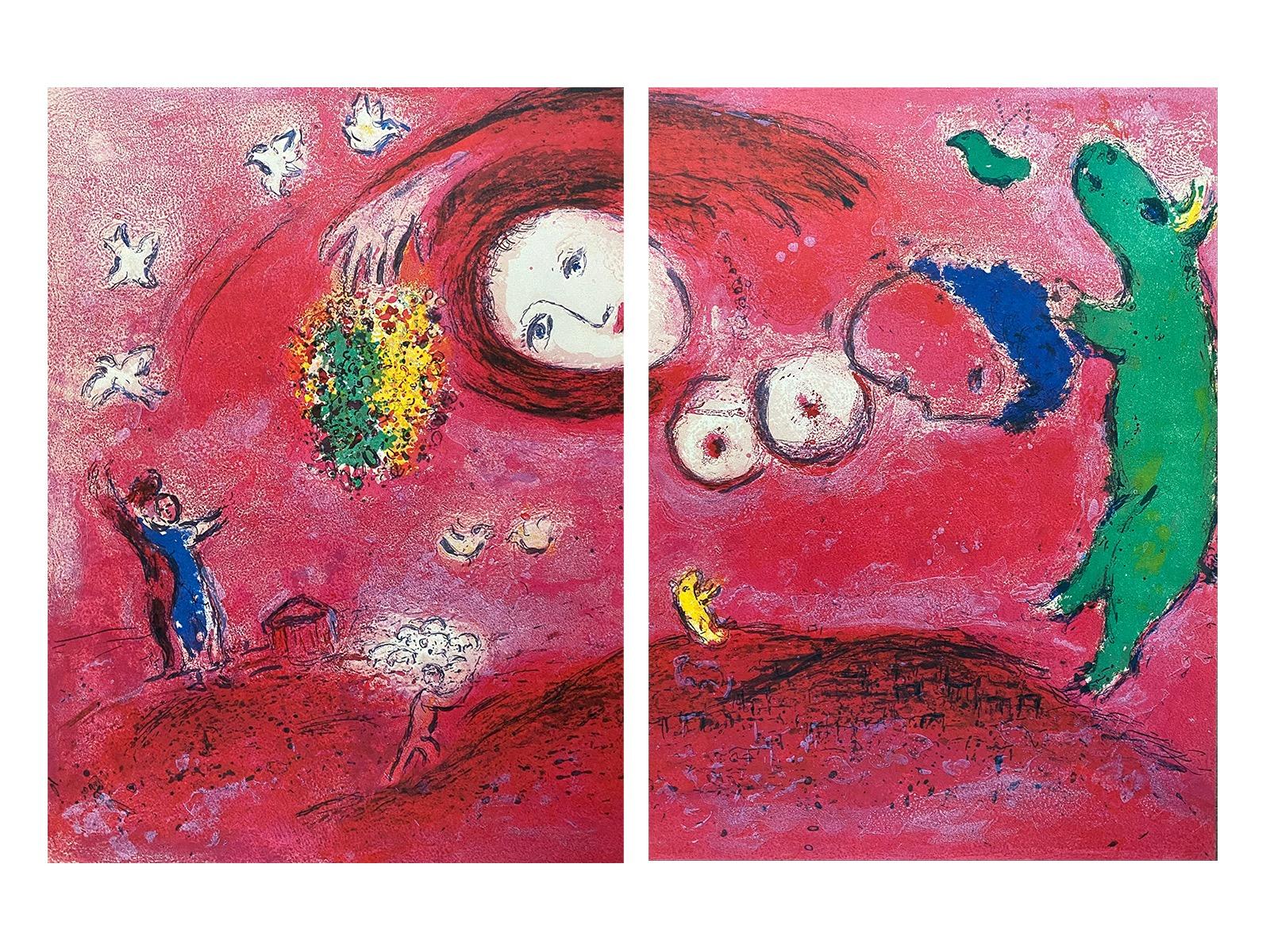 Chagall, Spring in the Meadow (Daphnis et Chloé), Diptych (after)