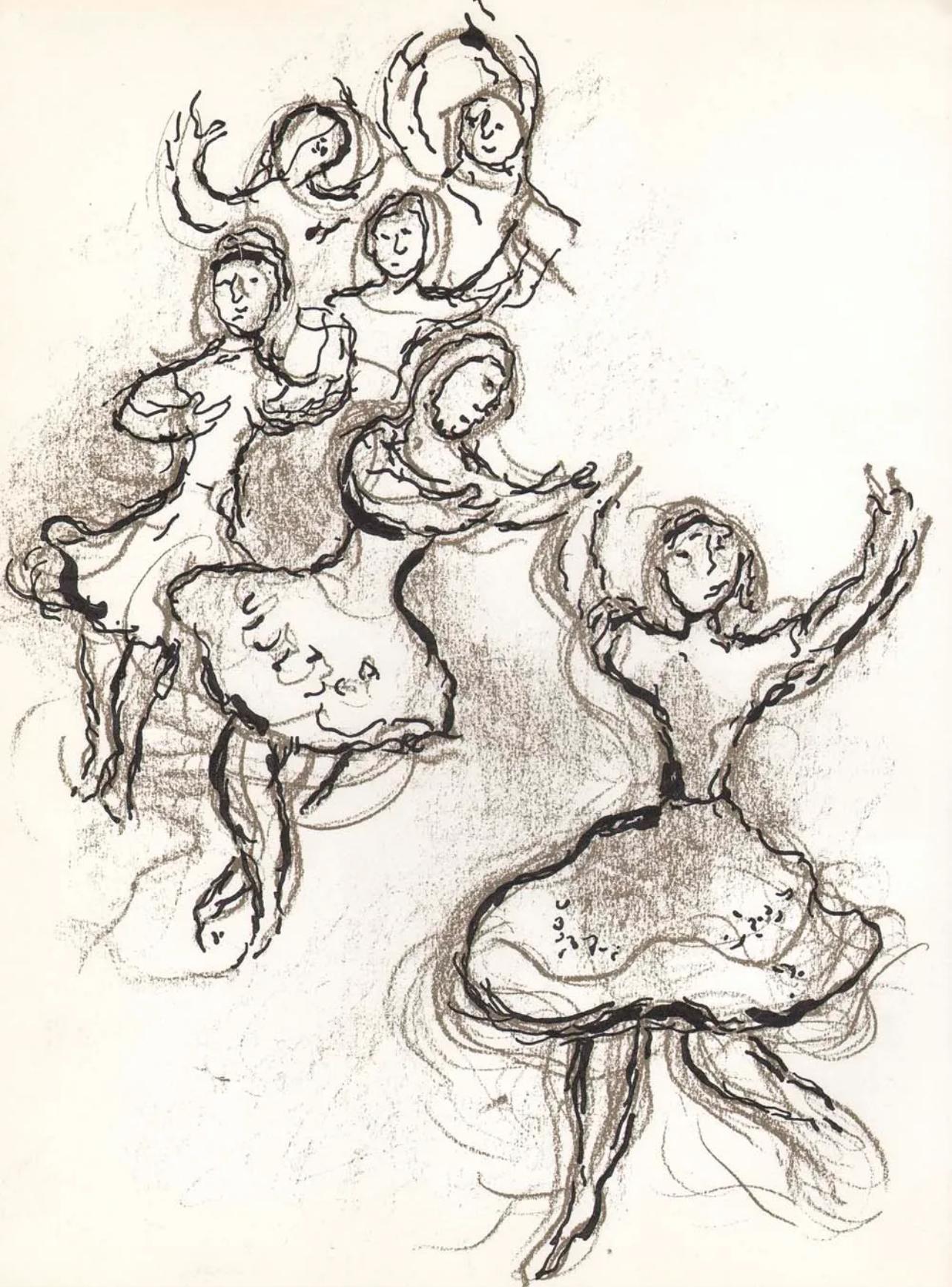 Marc Chagall Figurative Print - Chagall, Study, Le plafond de l'Opéra de Paris (Mourlot 434; Cramer 61) (after)